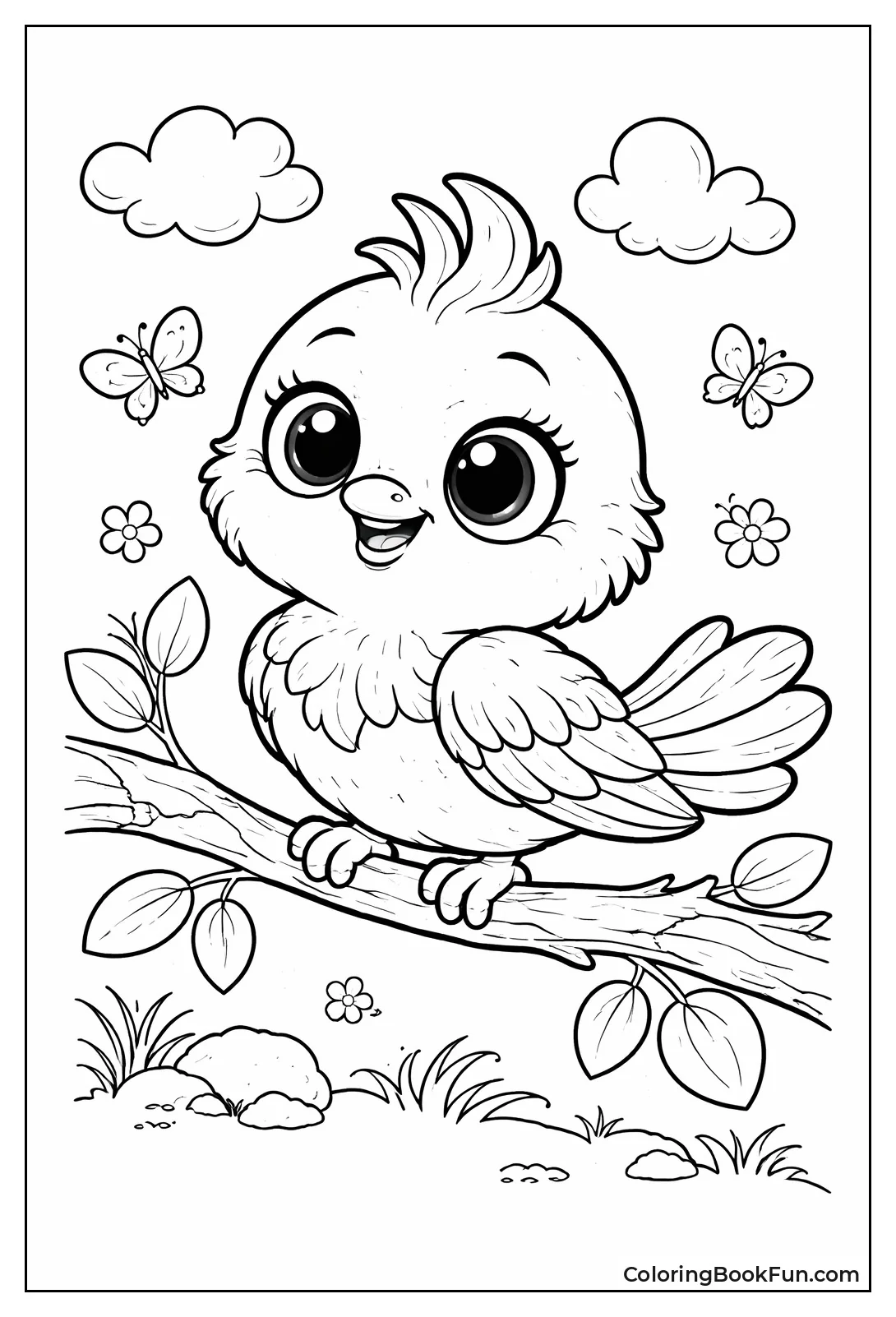 Cartoon Bird with Big Eyes