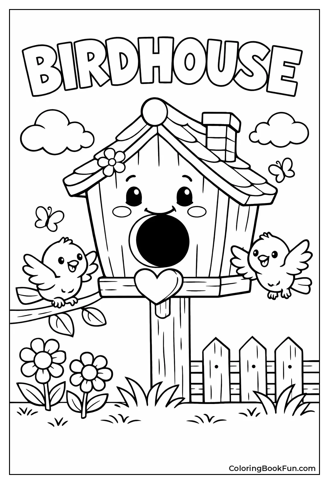Cute Cartoon Birdhouse Smiles