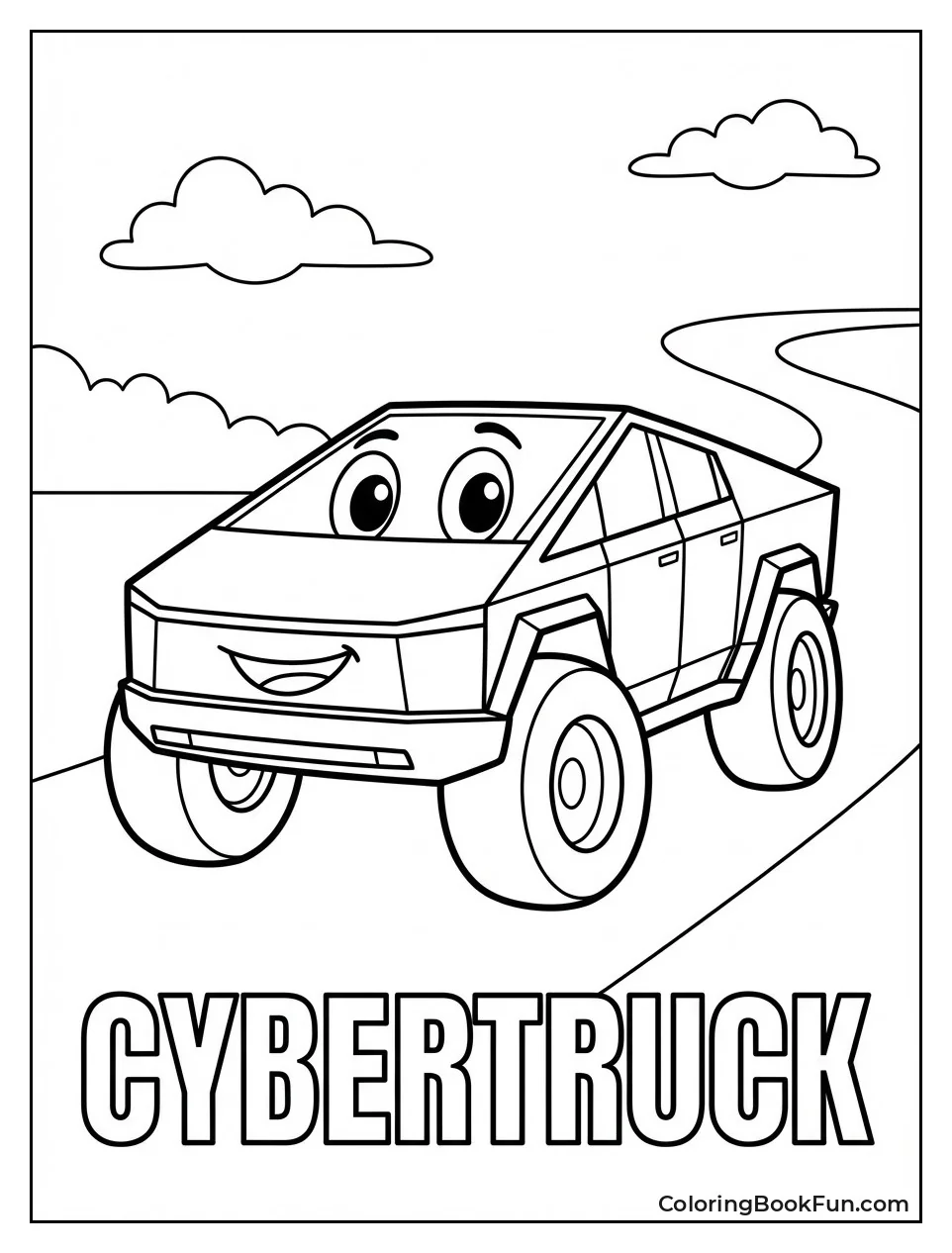 Cartoon Cybertruck Smiles Big
