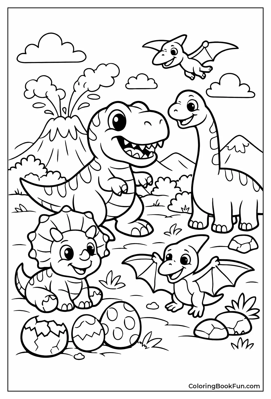 Cartoon Dinos with Big Eyes