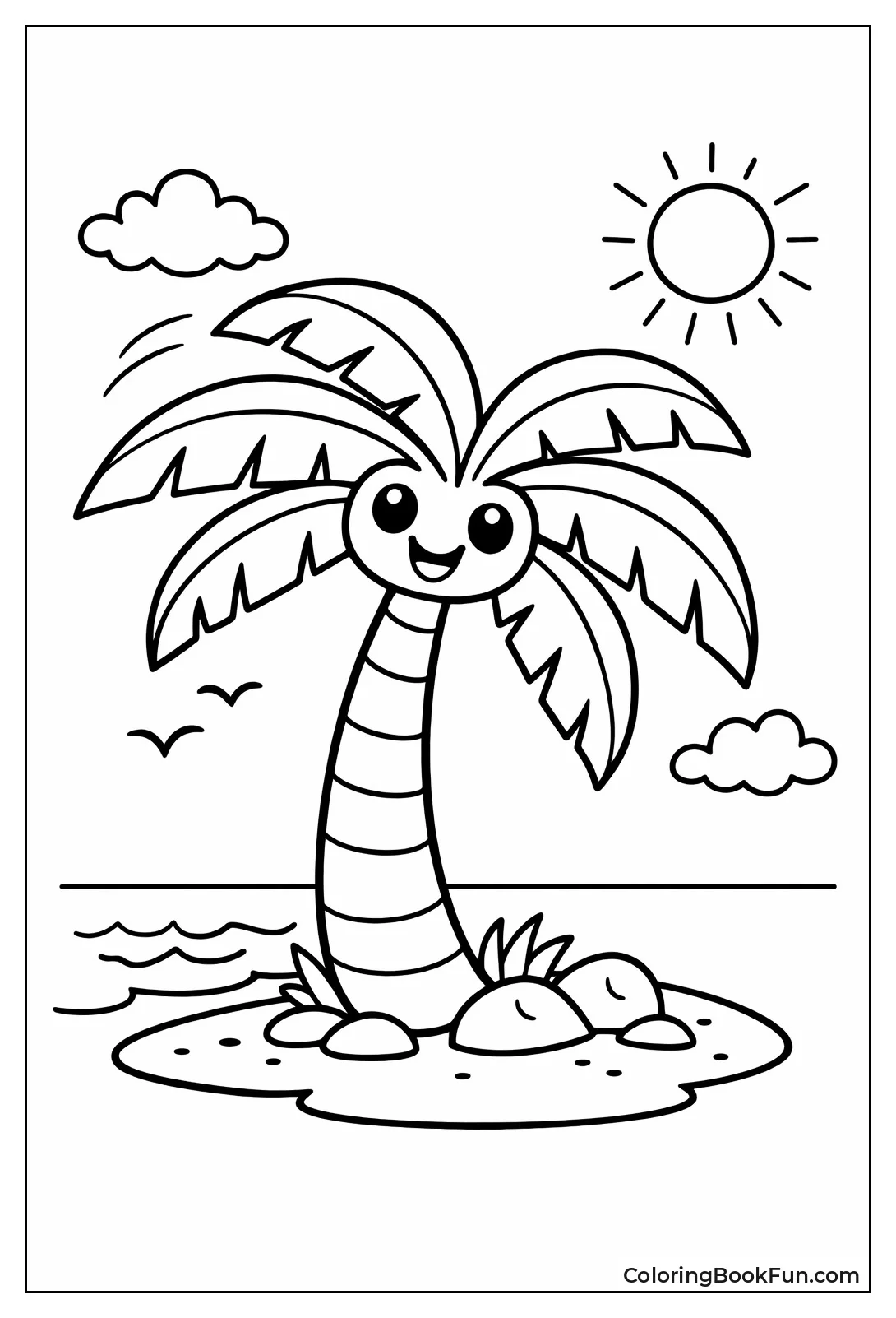 Cartoon Palm Tree Sways
