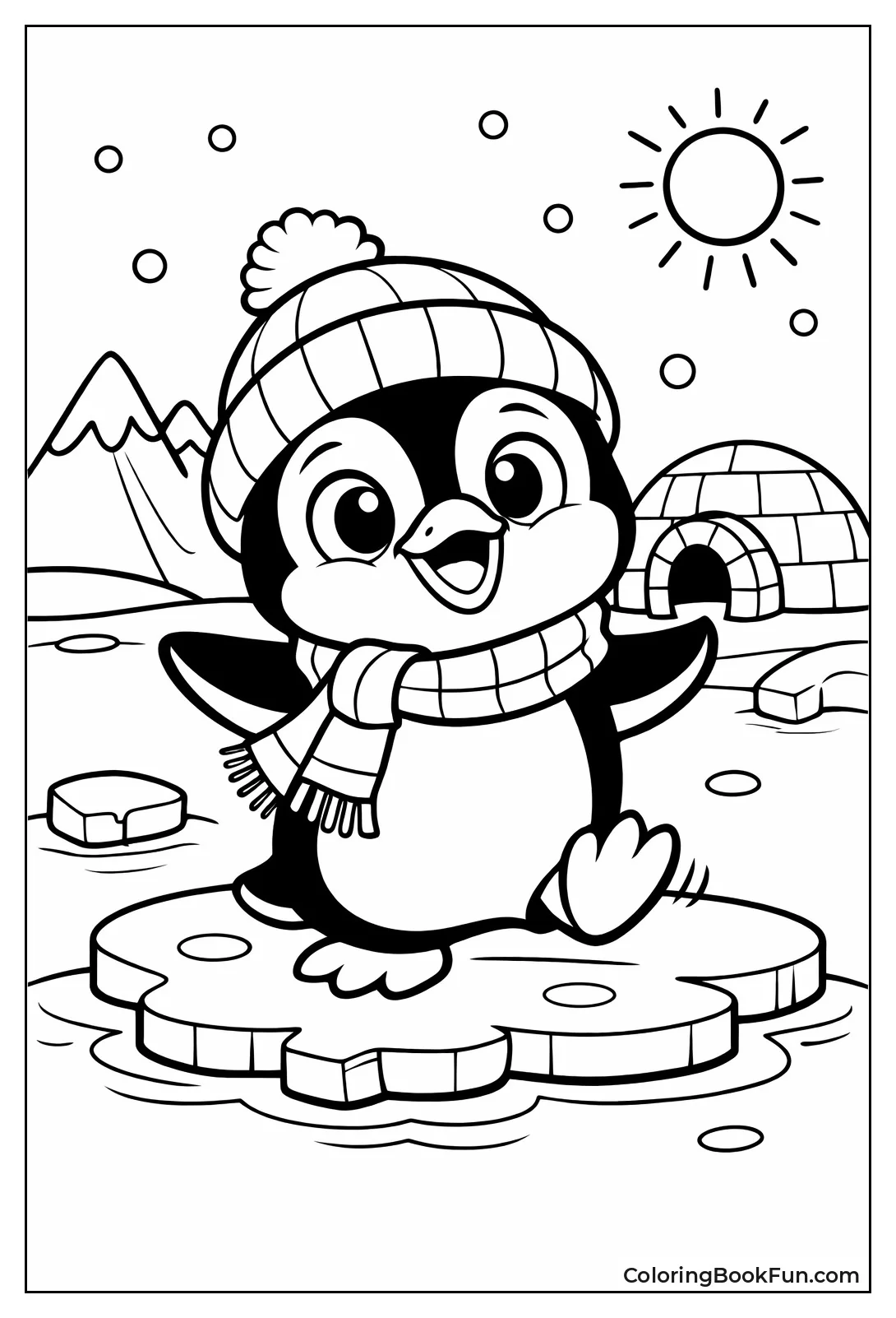 Cartoon Penguin with Big Eyes