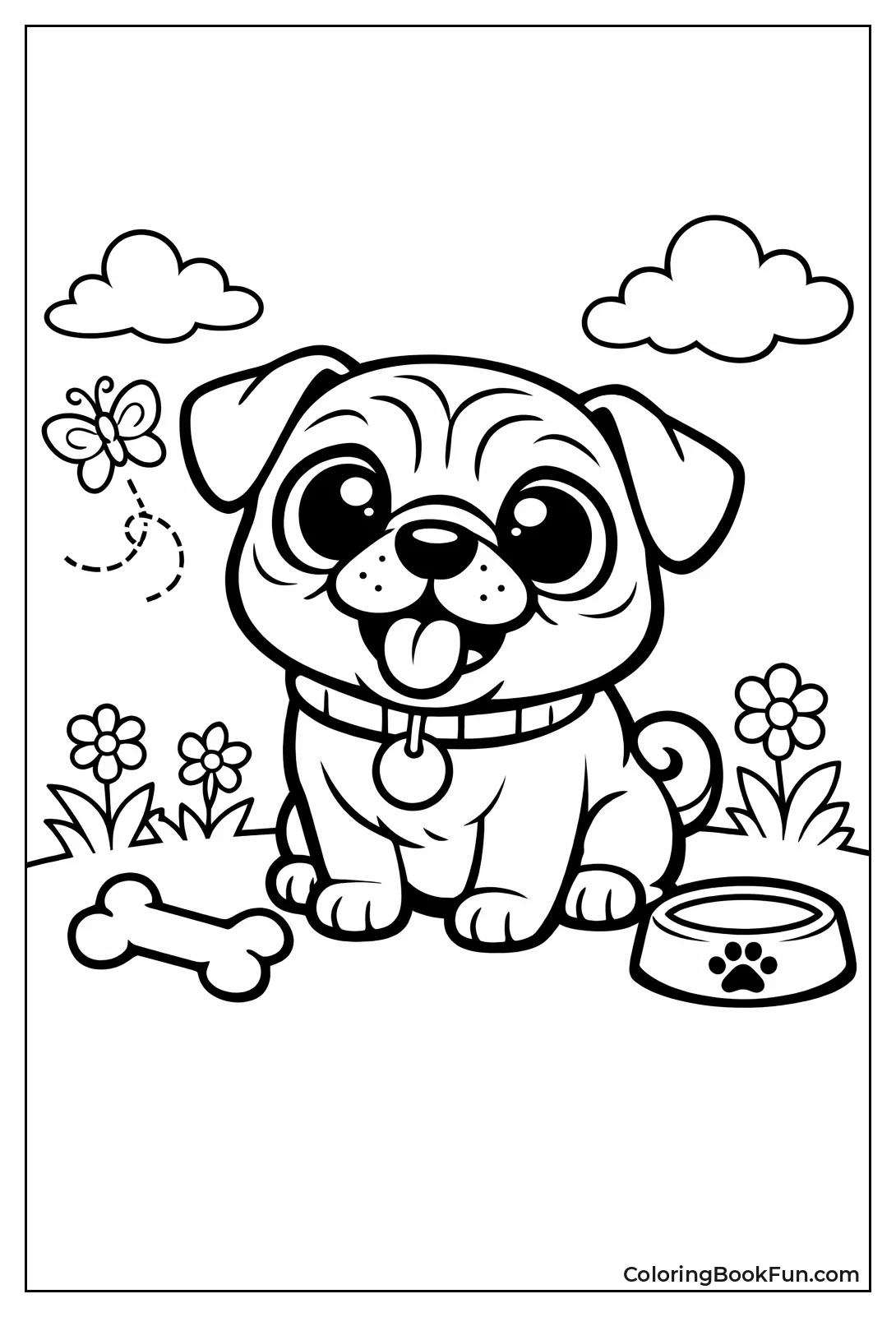 Cartoon Pug Winks Playfully