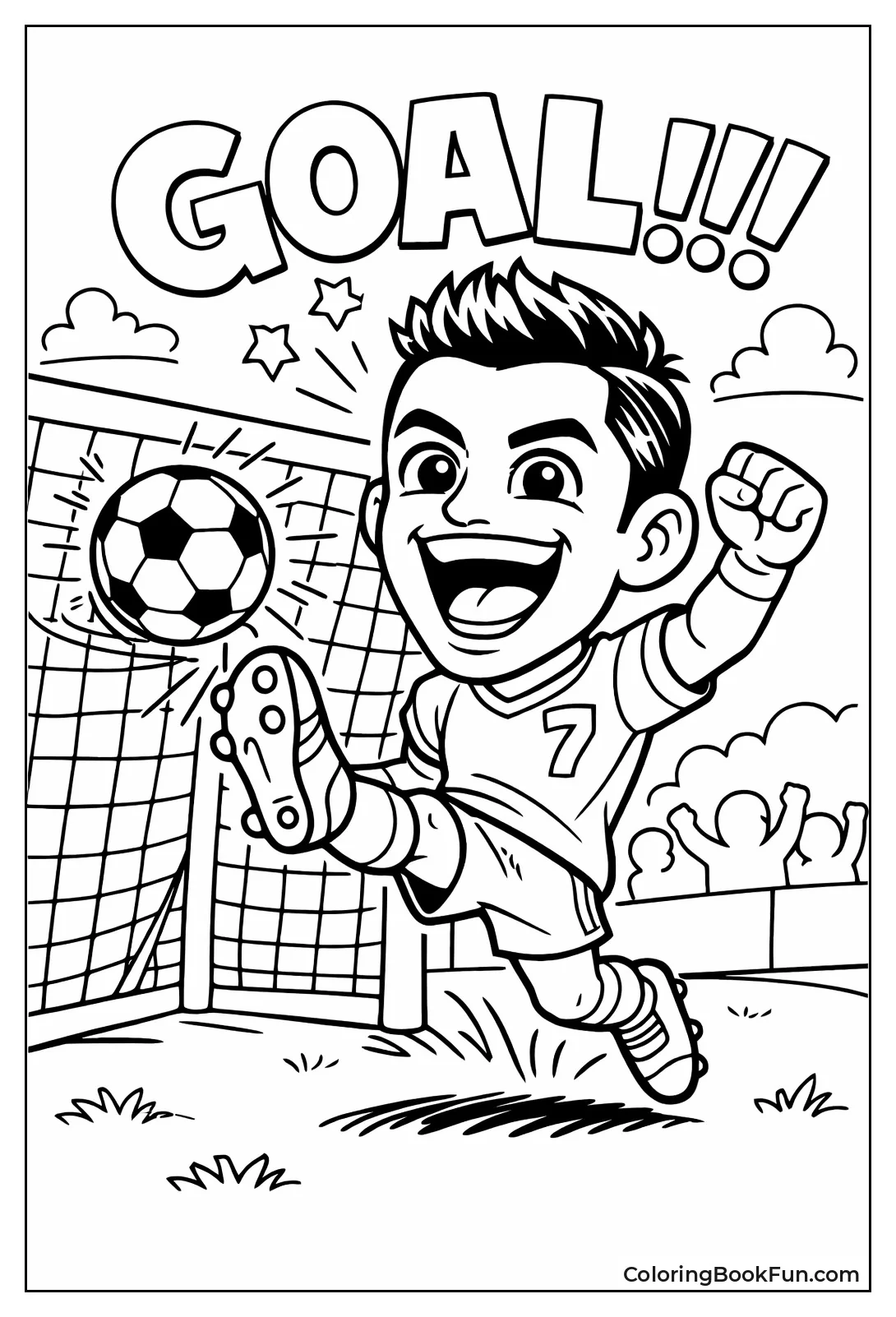 Cartoon Ronaldo Scoring Goal