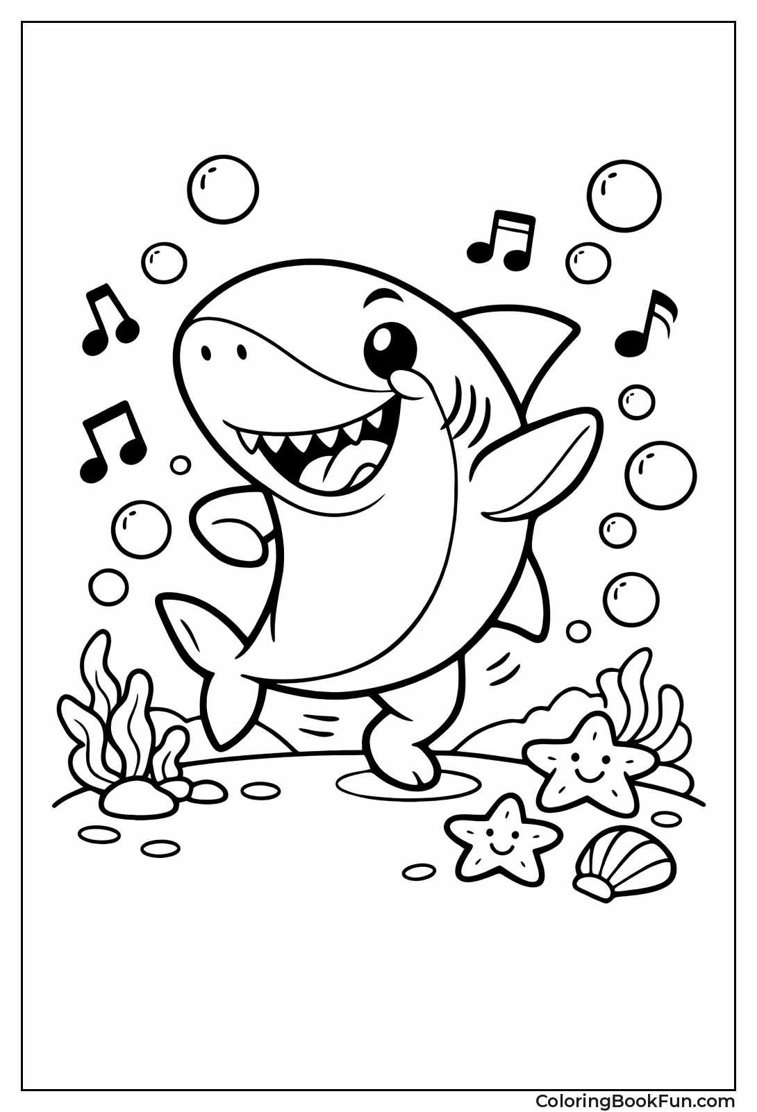 Cartoon Shark Dancing Happily