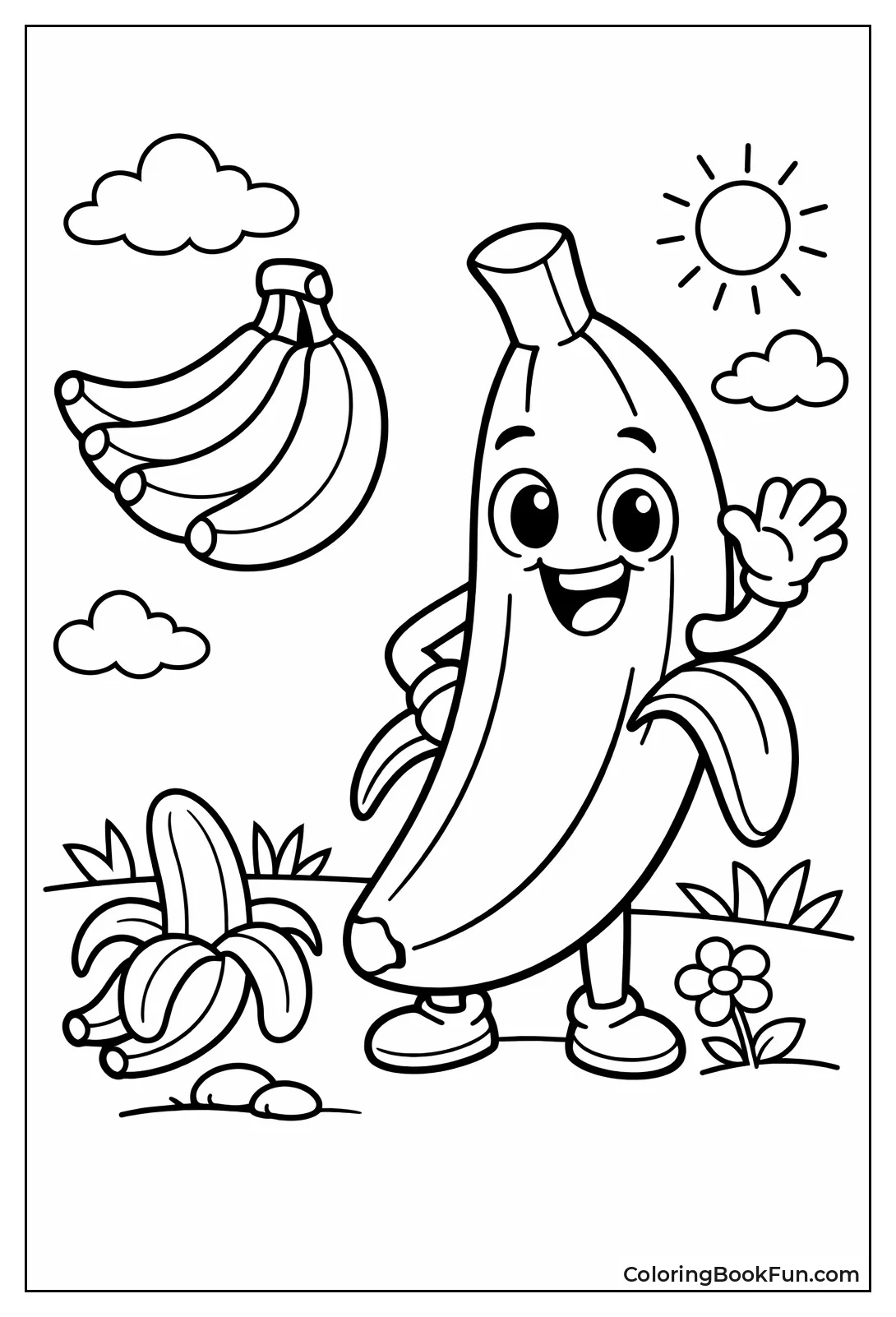 Cartoon Banana Winks Playfully