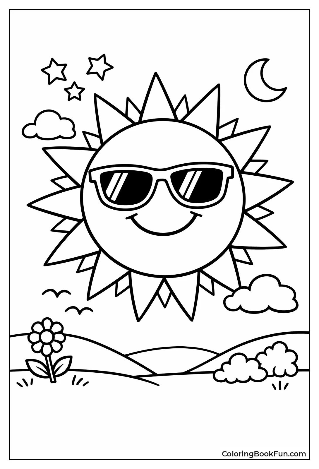 Cool Sun Wearing Sunglasses