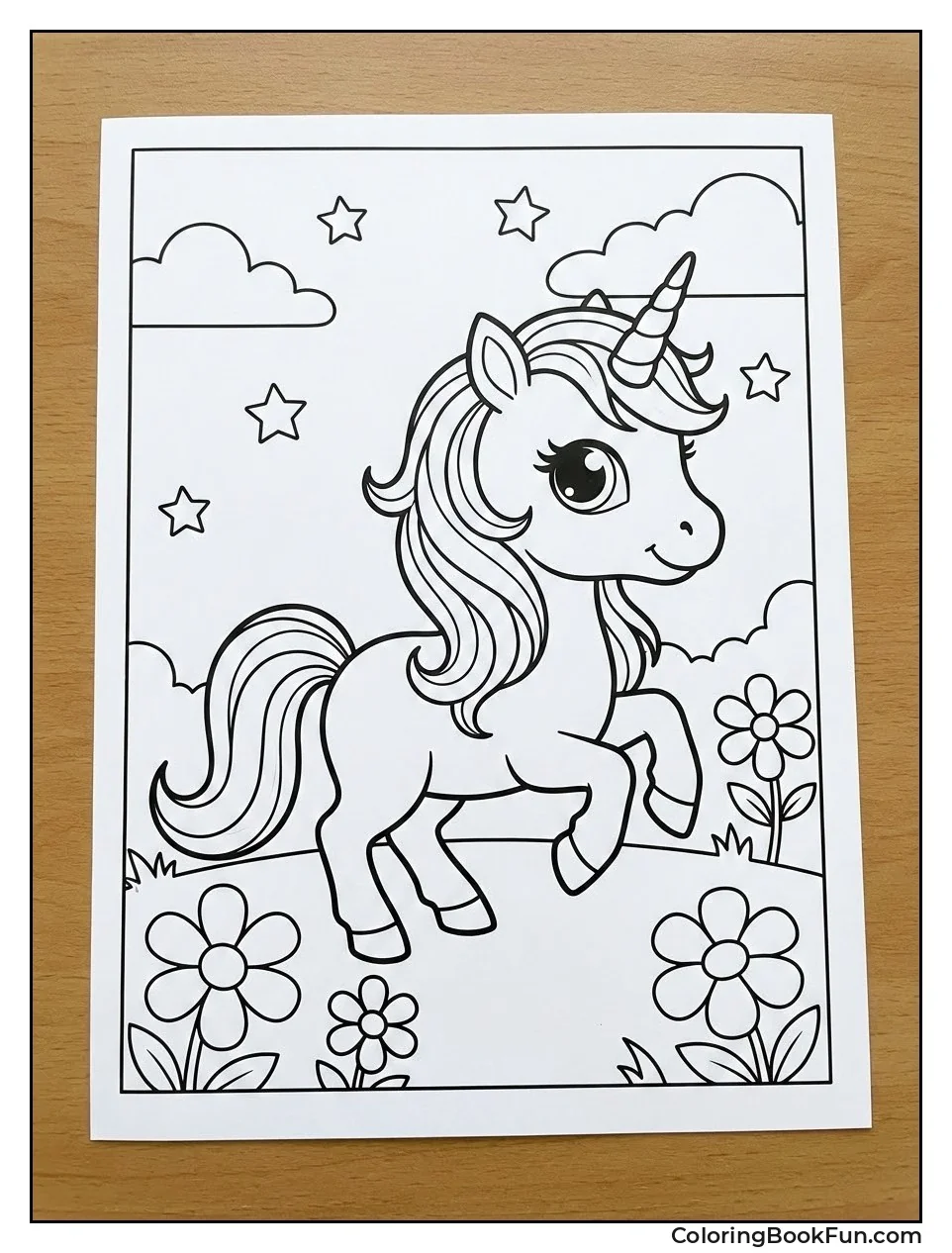 Cartoon Unicorn with Big Eyes