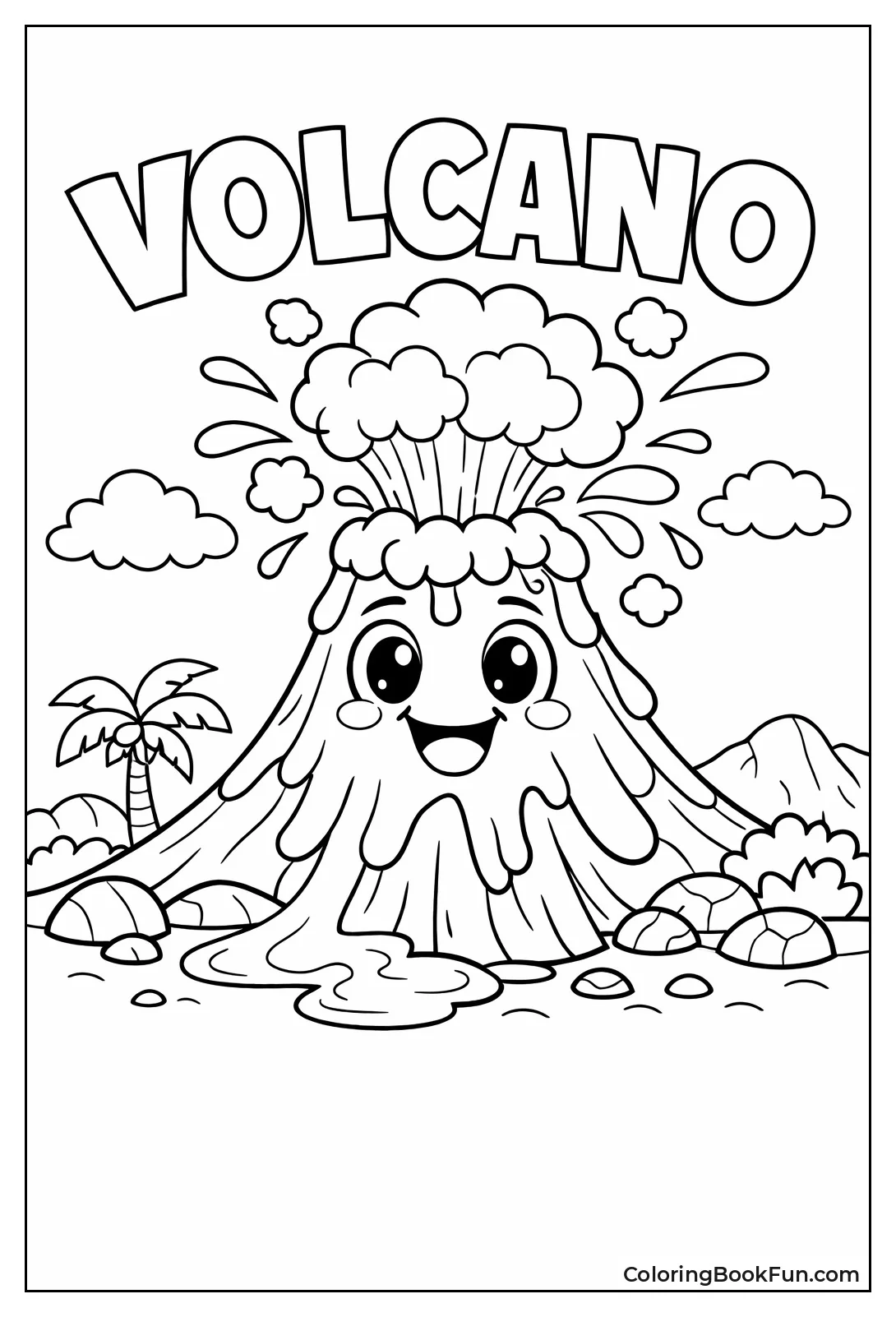 Smiling Cartoon Volcano Erupts