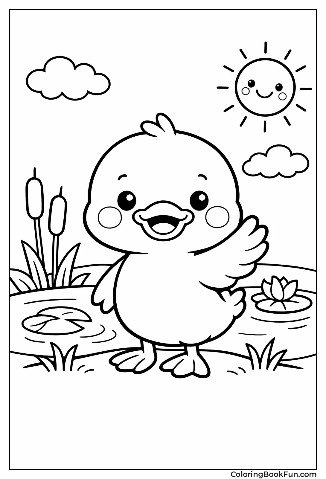 Waving Cartoon Duck Smiling