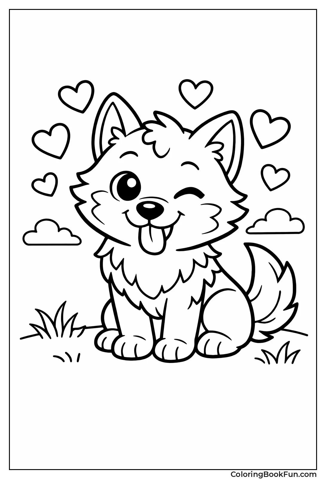 Winking Cartoon Wolf