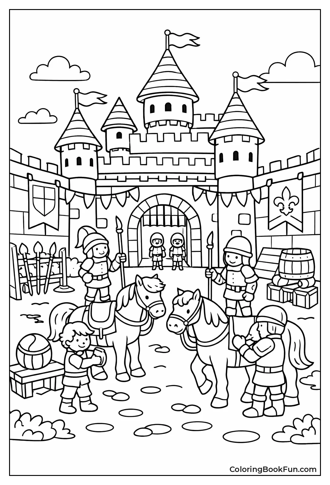 Busy Castle Courtyard