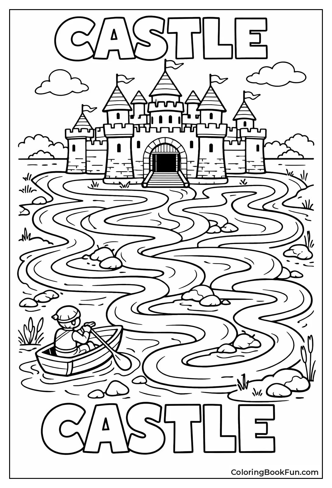 Boat Navigates Castle Moat