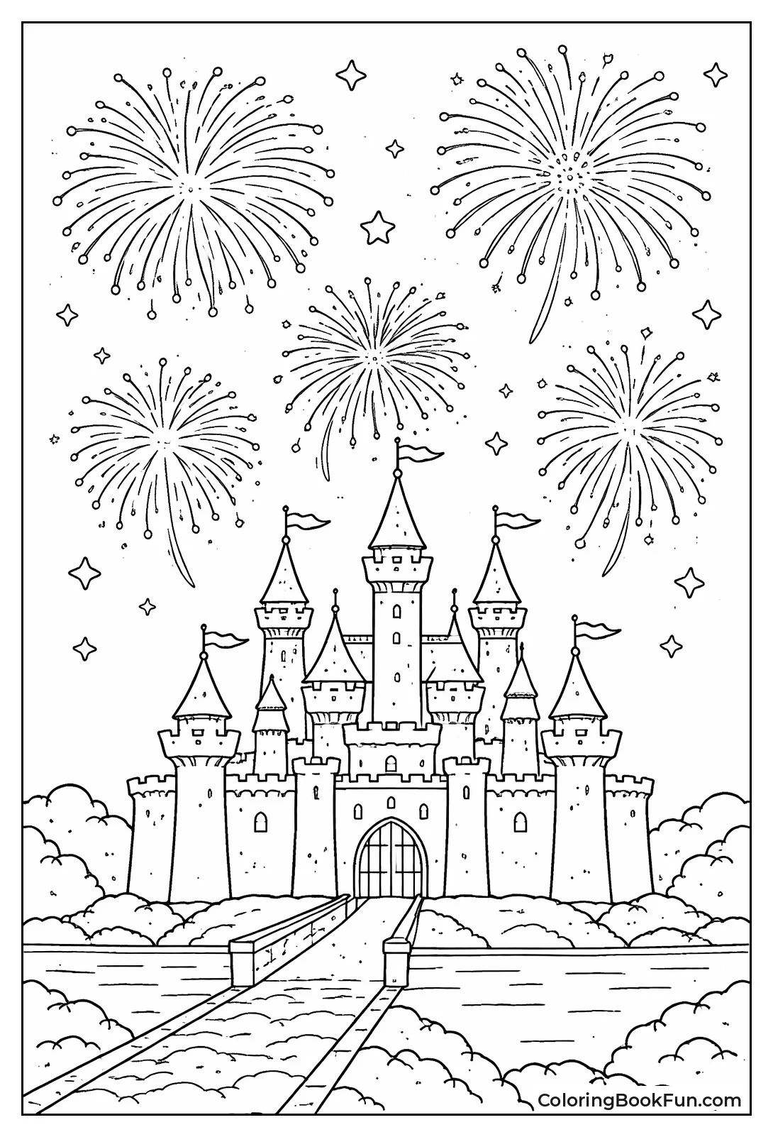 Castle with Fireworks