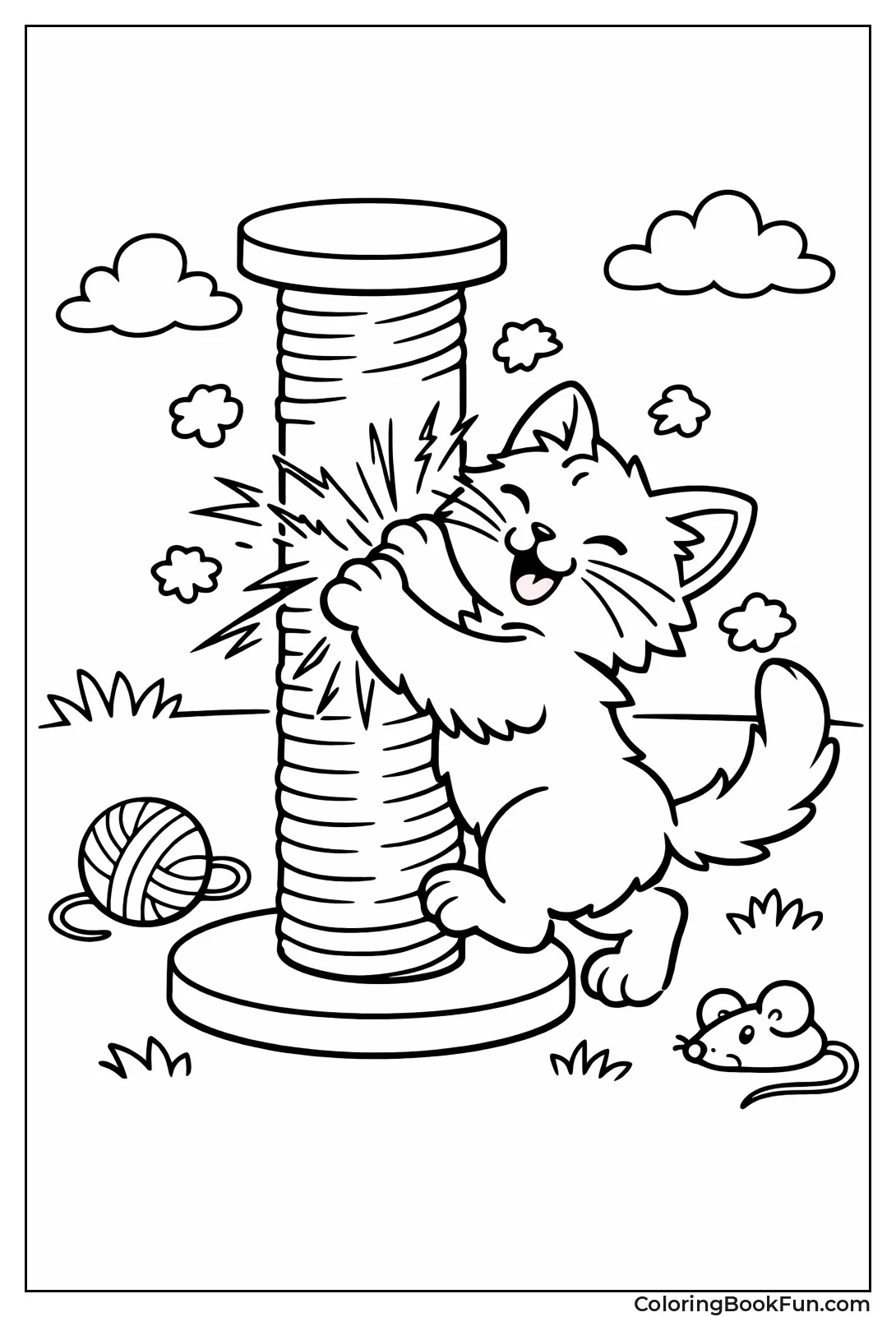 Cat Scratching Post Vigorously