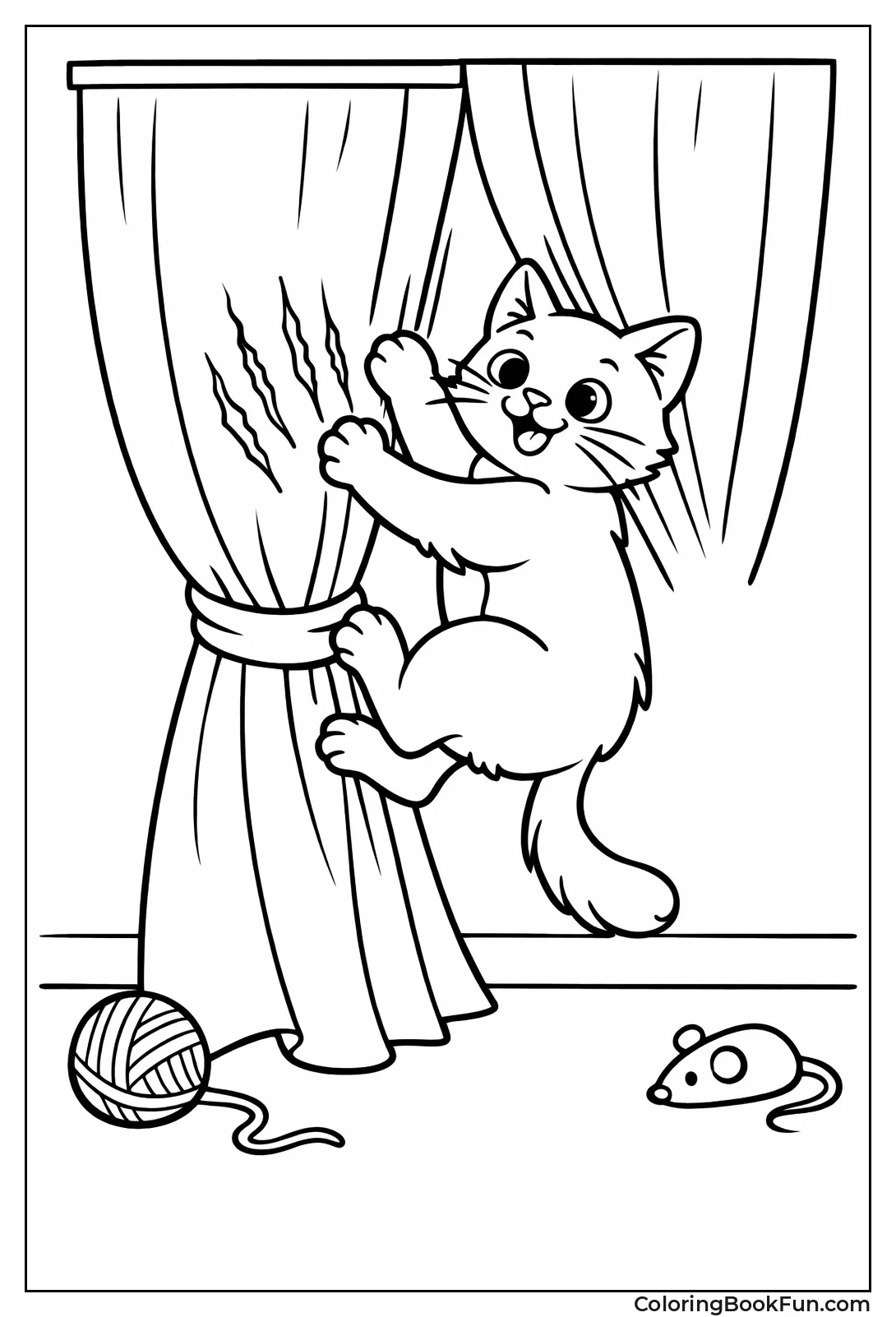 Cat Climbing the Curtains