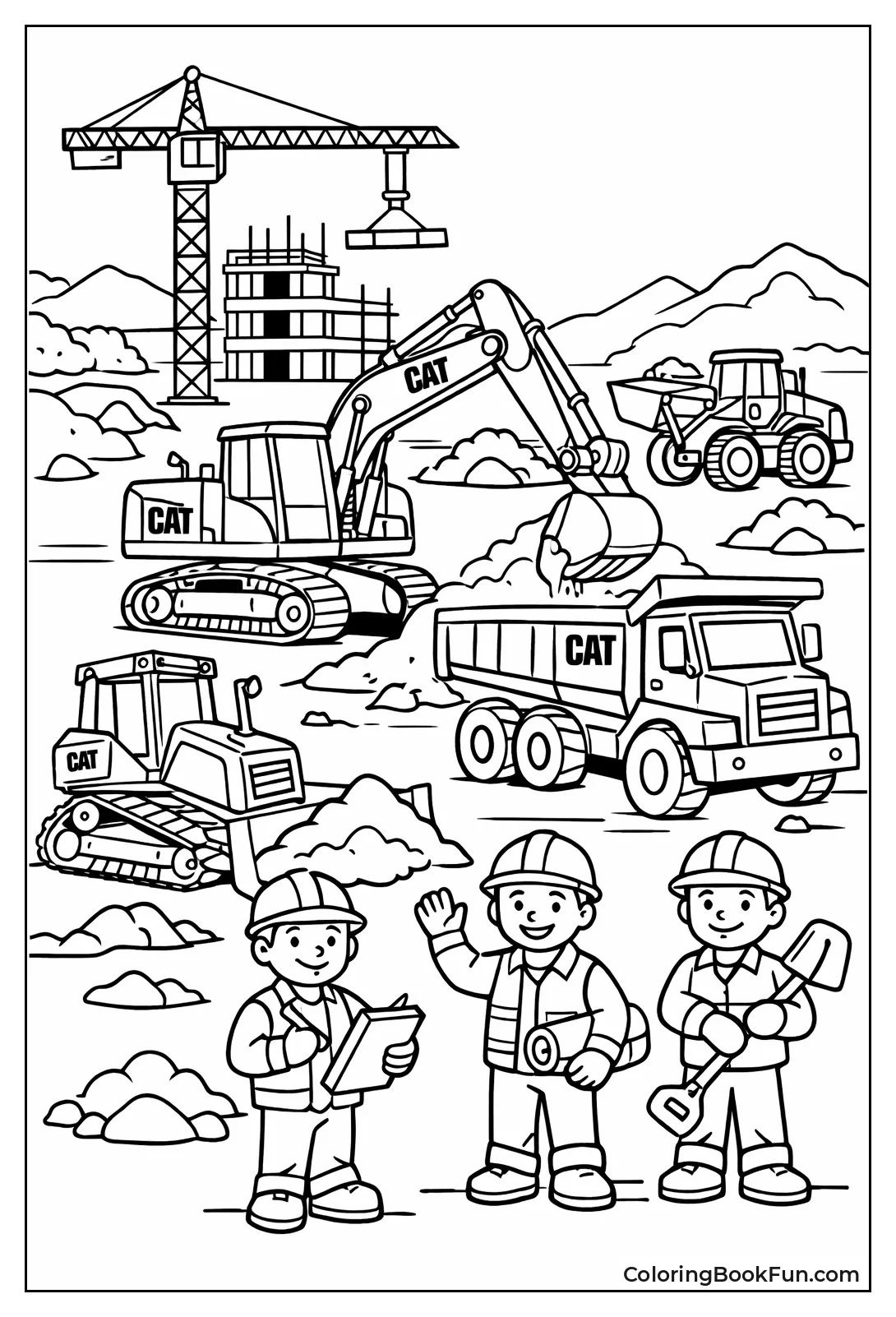 Cat Excavator Scoops Big Rocks