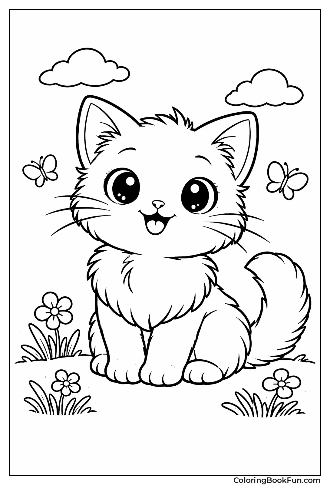 Wide-Eyed Fluffy Kitten Portrait