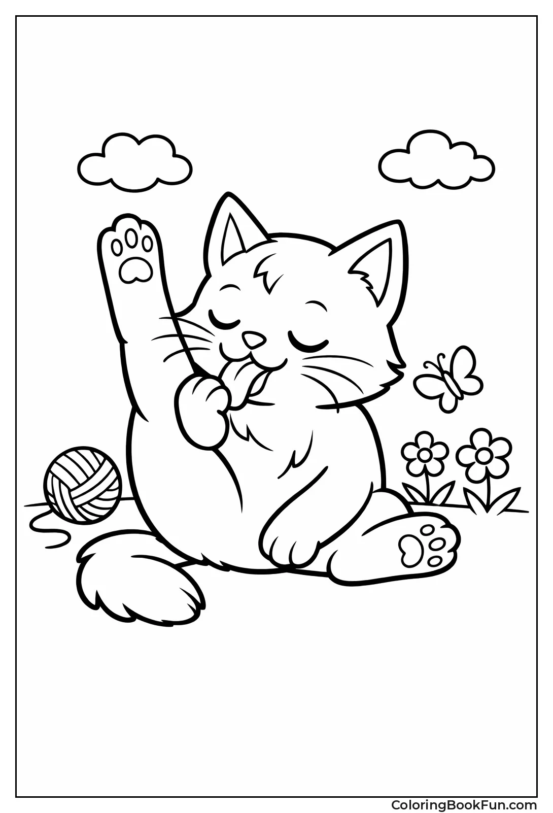 Cat Grooming its Fur