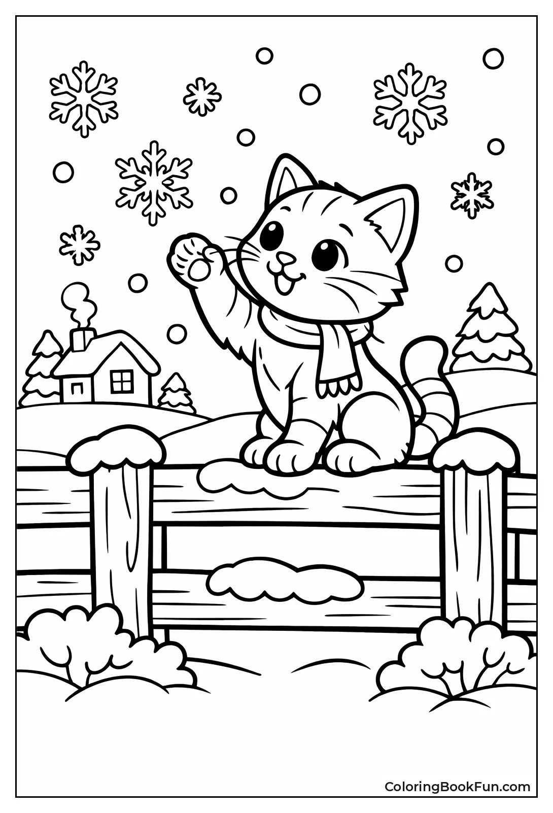 Cat Pawing Snowflakes