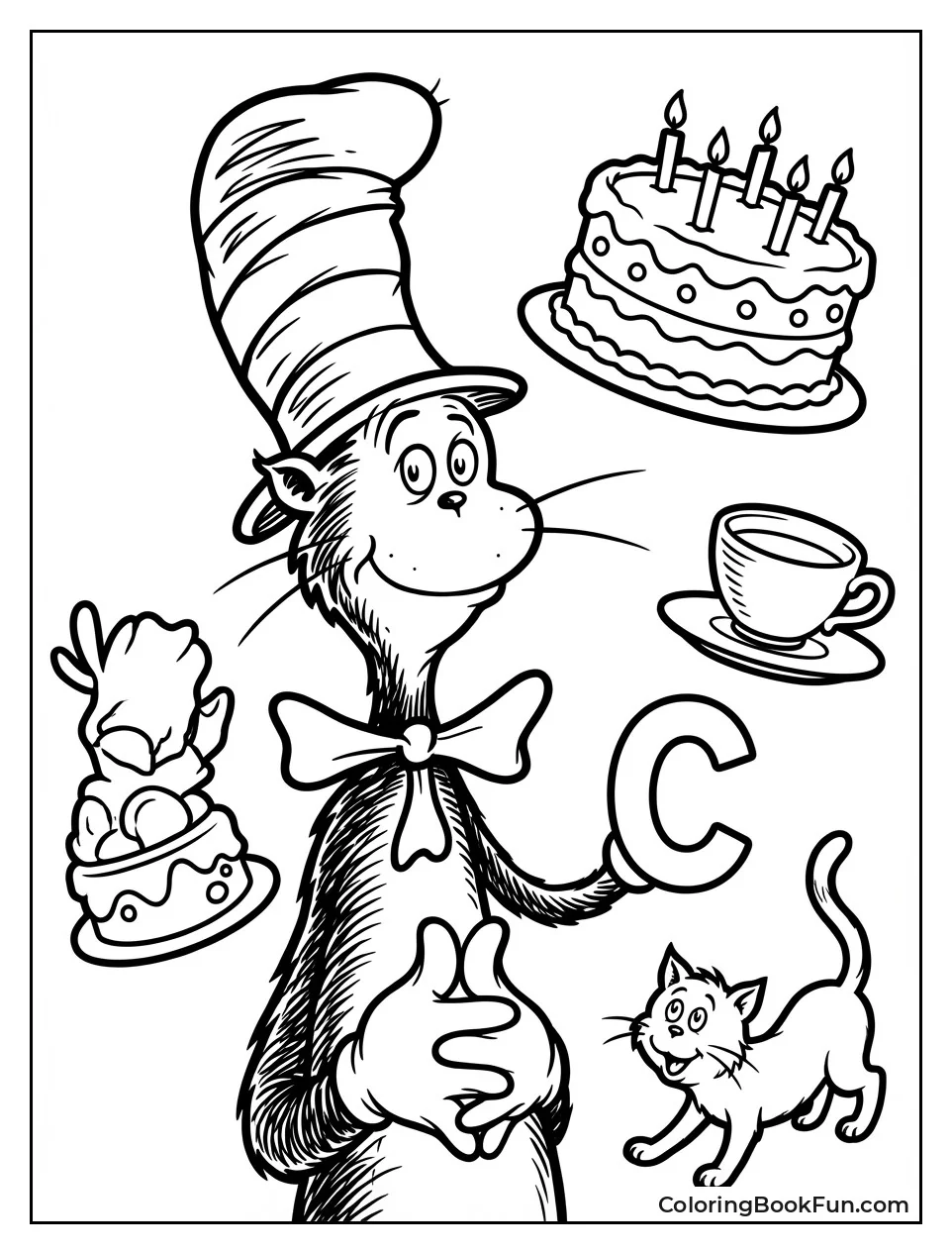 Cat Holding Letter C