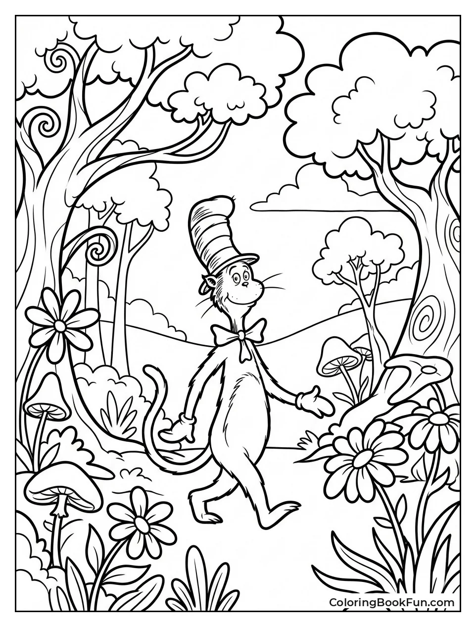 Cat Exploring Whimsical Forest