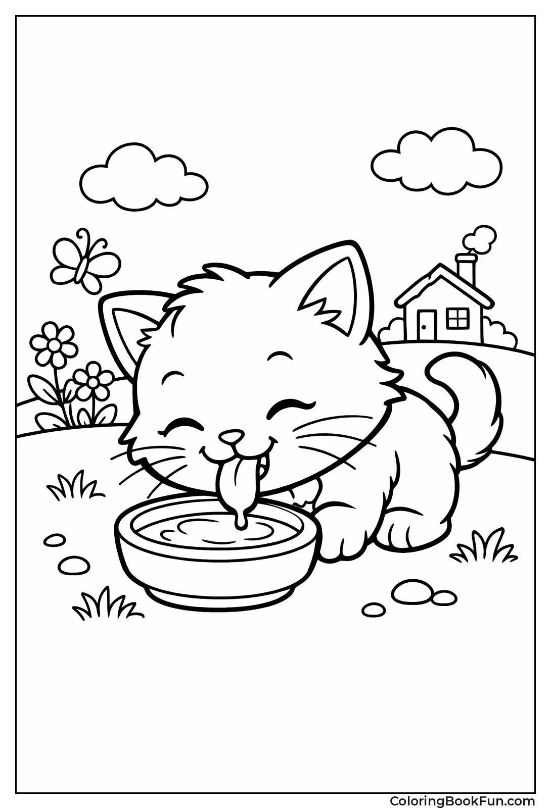 Kitten Lapping Milk Bowl