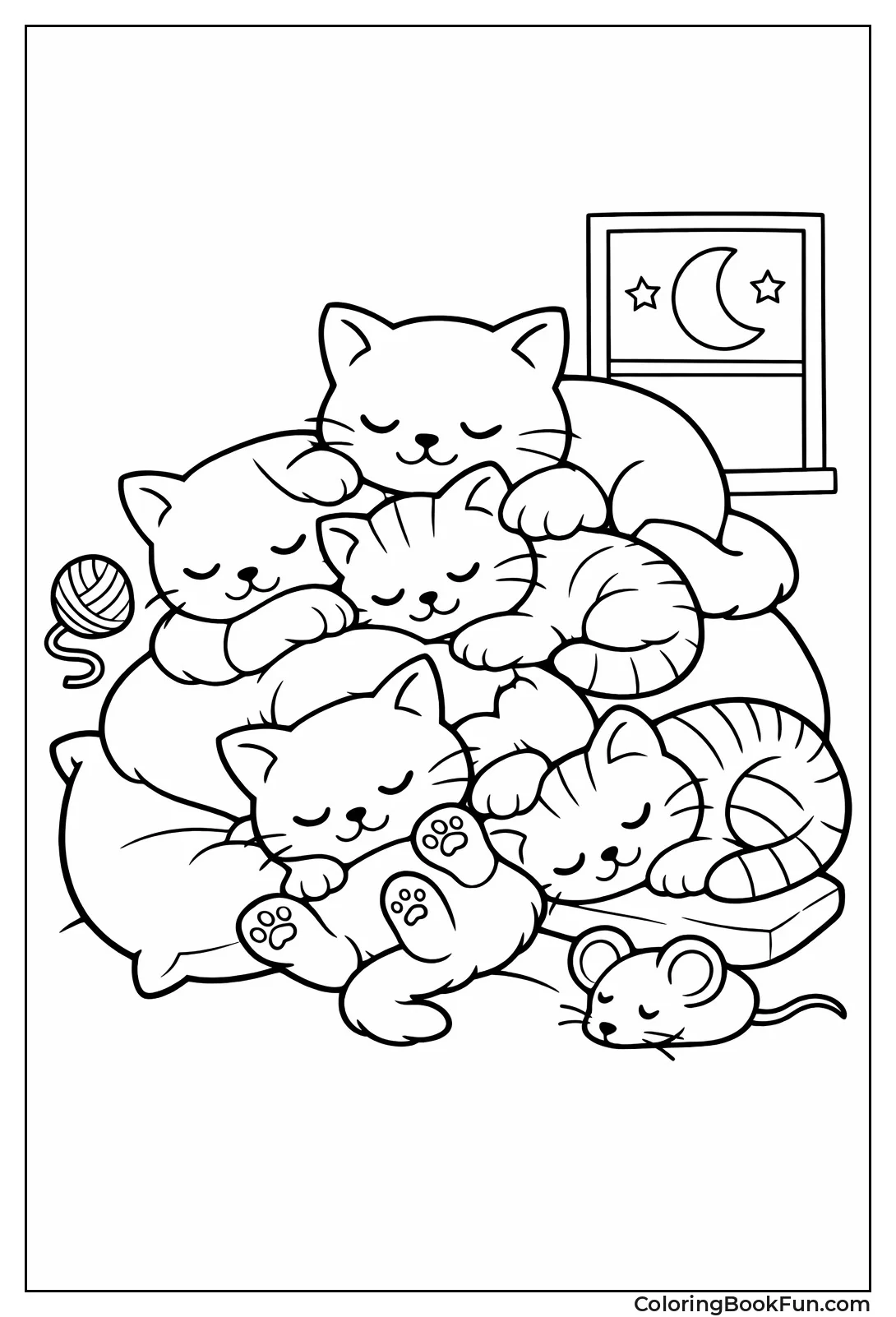 Family Cats Napping Together