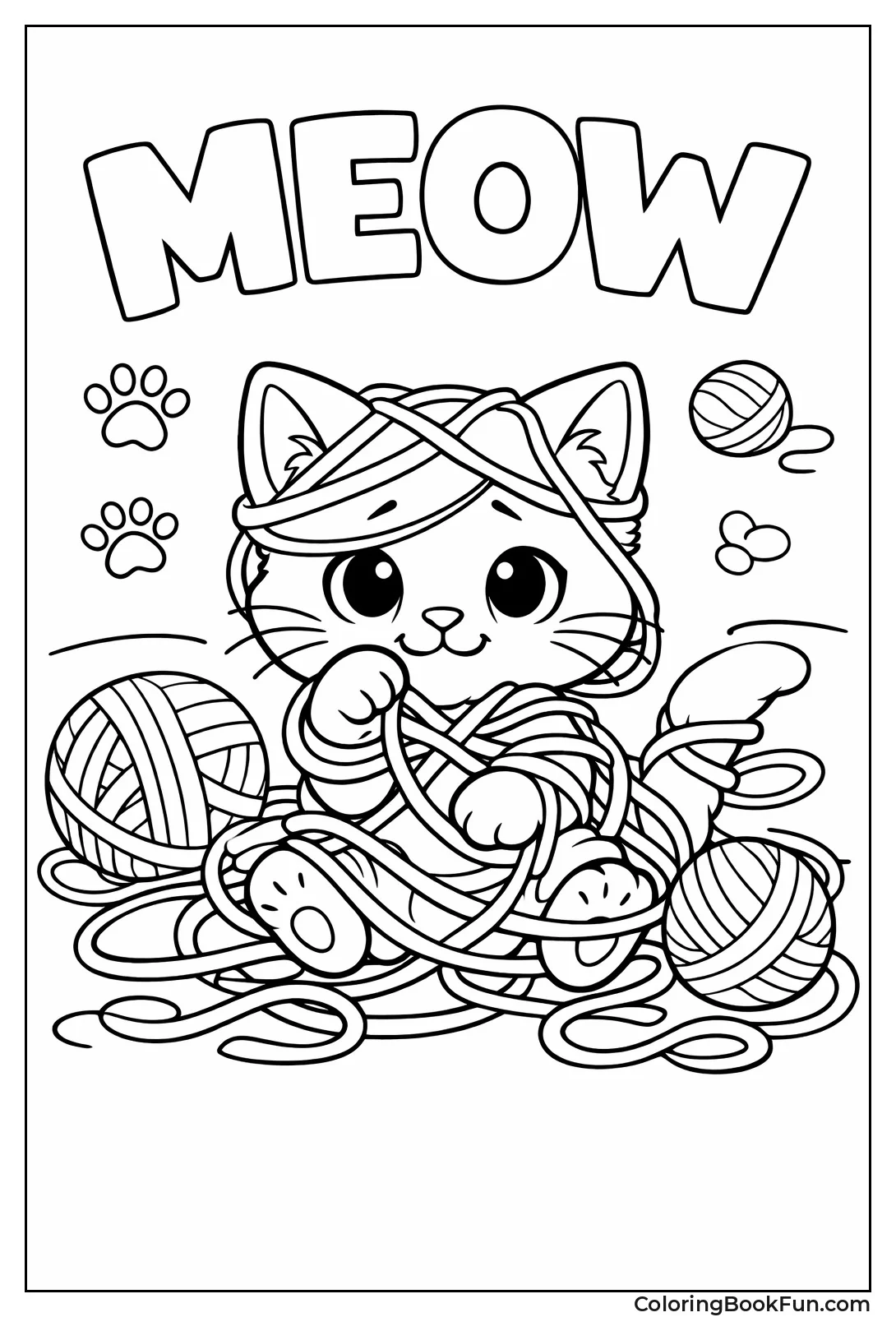 Kitten Tangled in Yarn Chaos