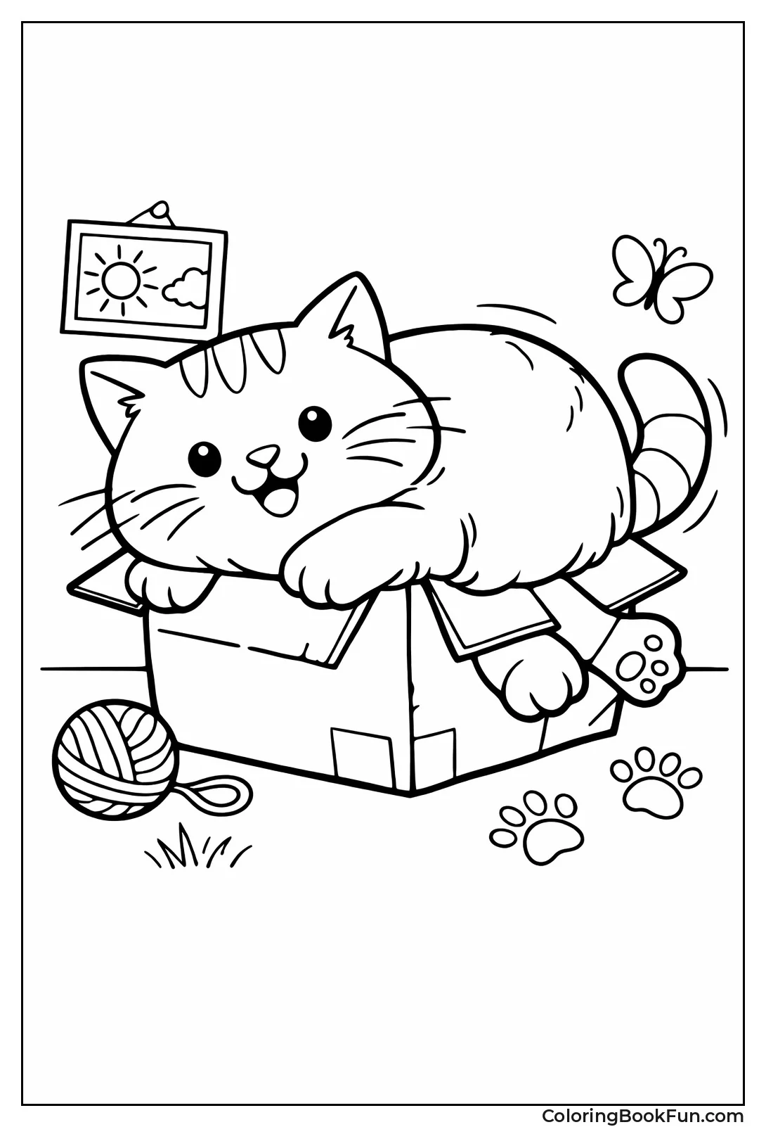 Cat Squeezed in Small Box