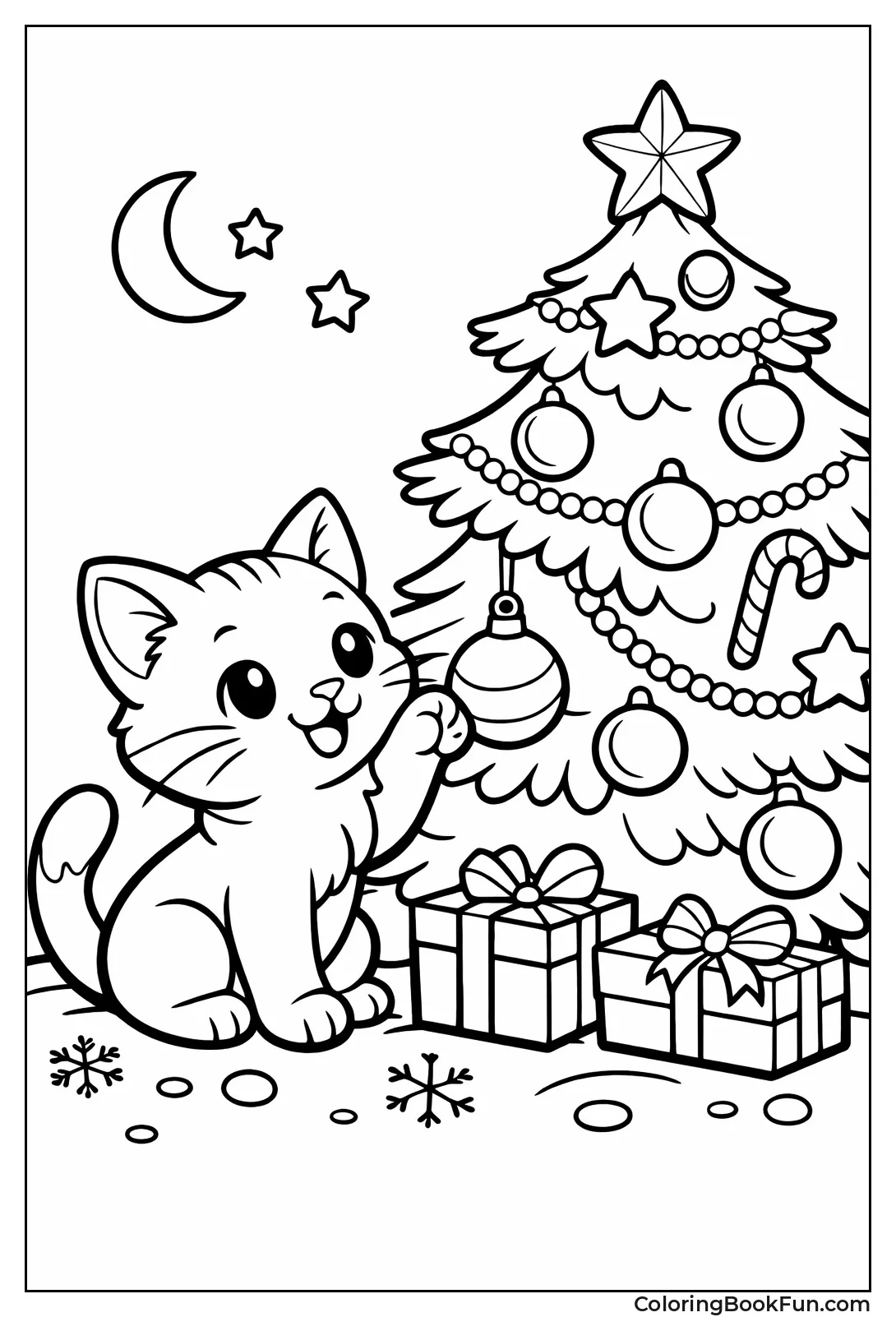 Cat under Christmas Tree