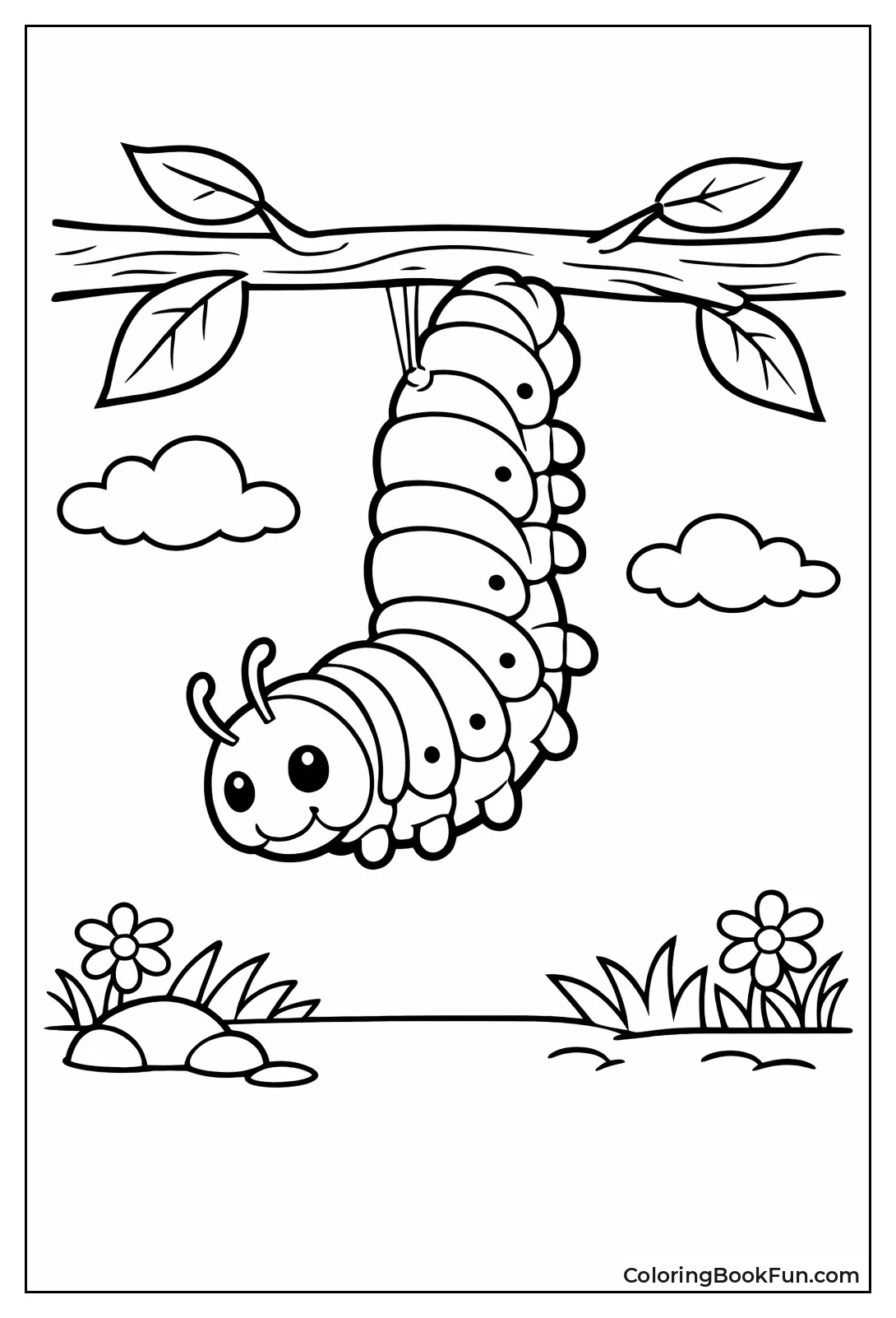 Caterpillar Hangs in J-Shape