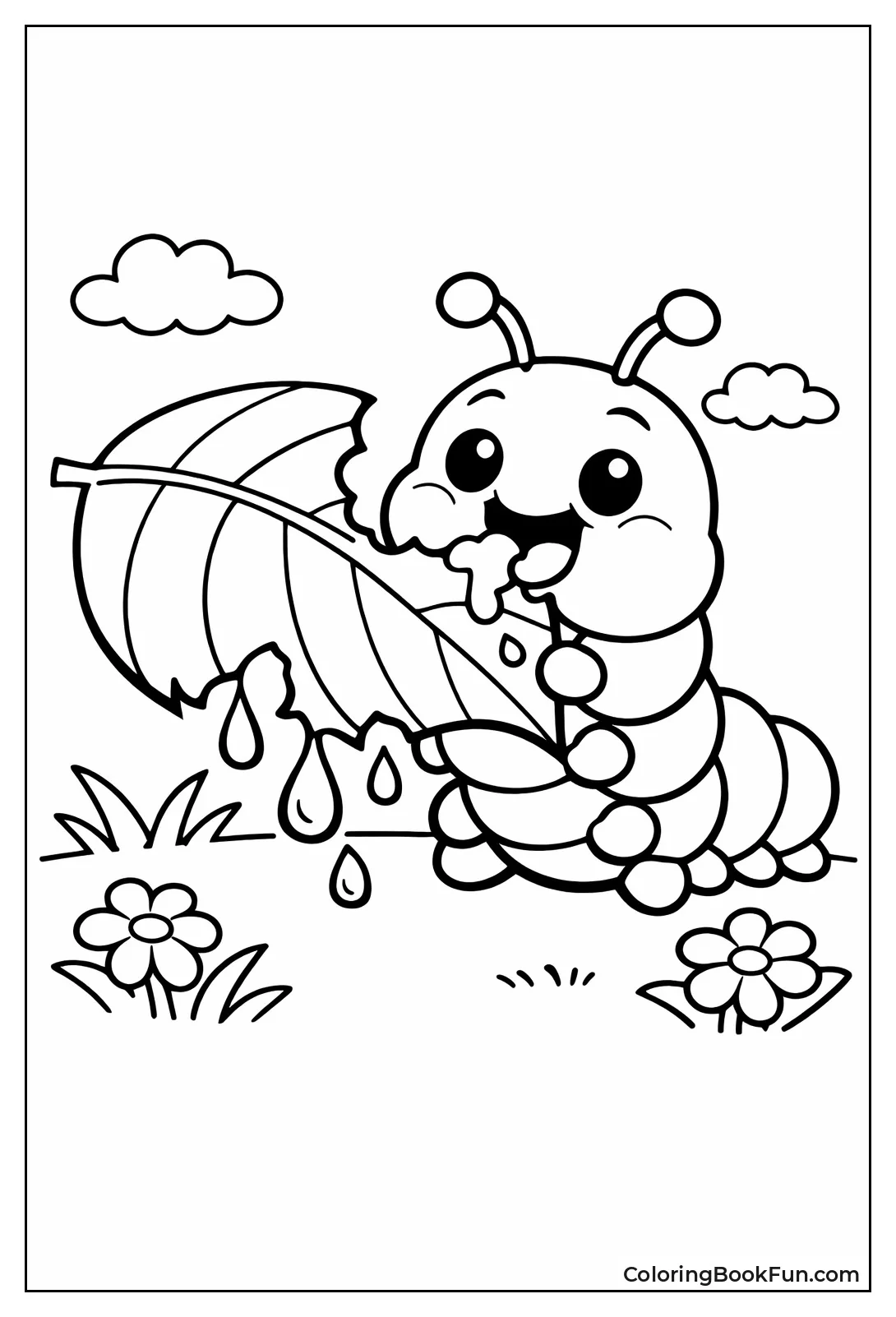 Hungry Caterpillar Munching Leaf