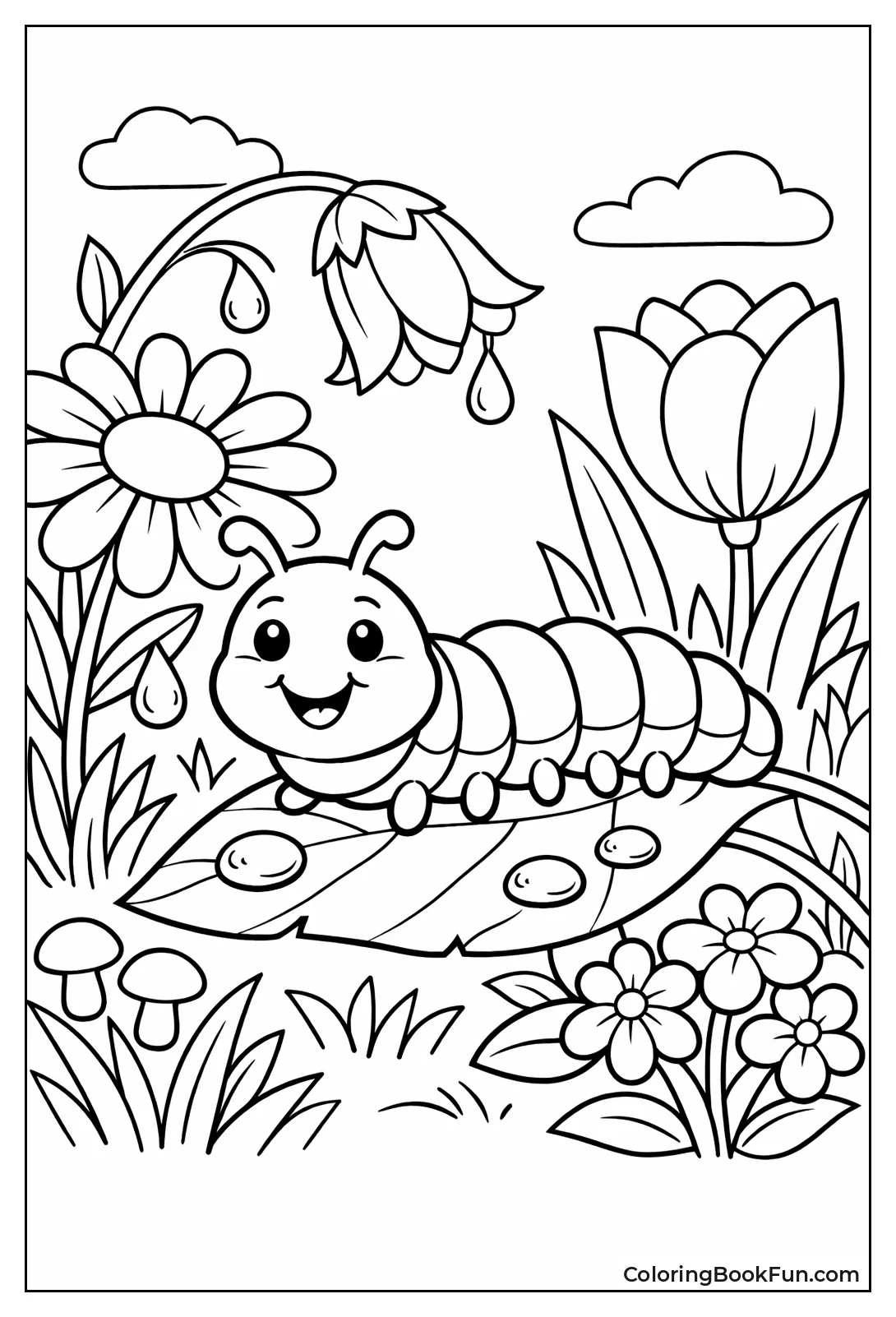 Caterpillar in Garden Flowers