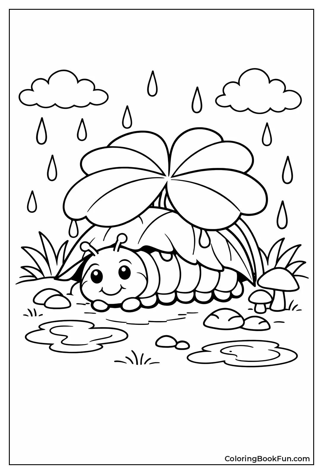 Caterpillar Hides under Leaf Umbrella