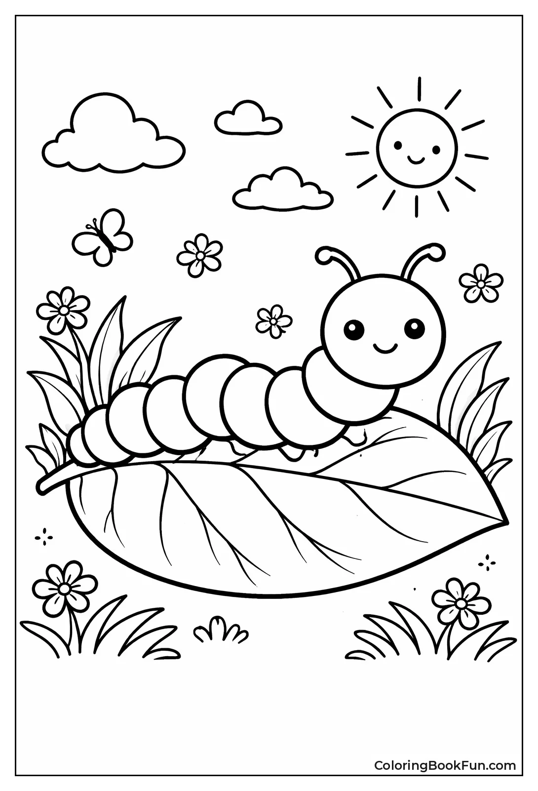 Simple Caterpillar Silhouette Outline