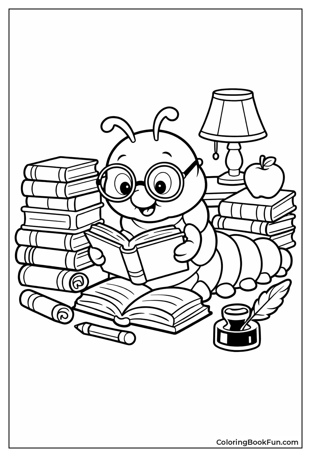 Bookworm Caterpillar Reads Glasses