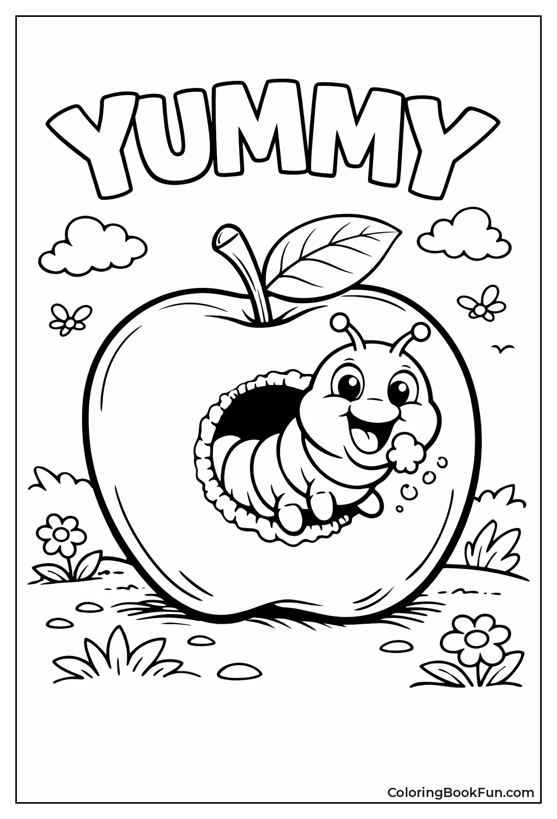 Caterpillar Chews Apple Hole