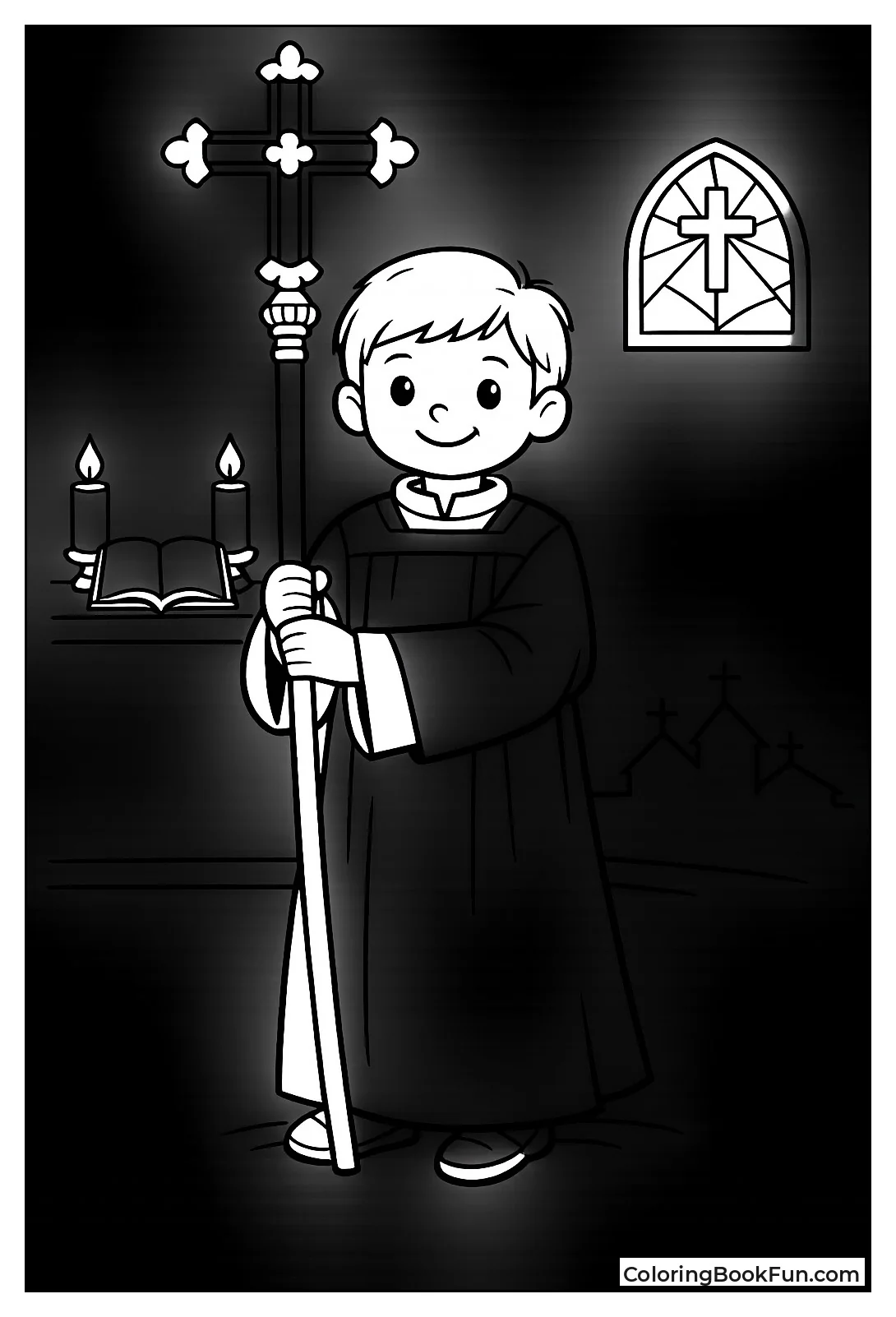 Altar Server Holds Cross