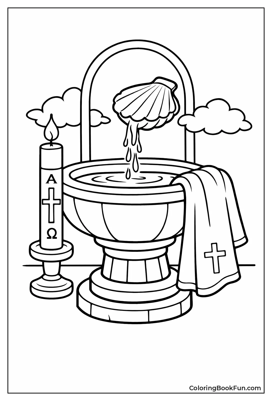 Baptismal Font Pours Water