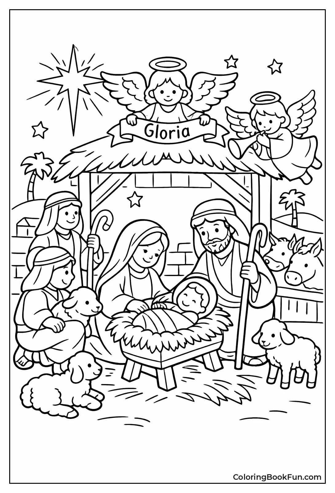 Nativity Angels Shepherds Manger