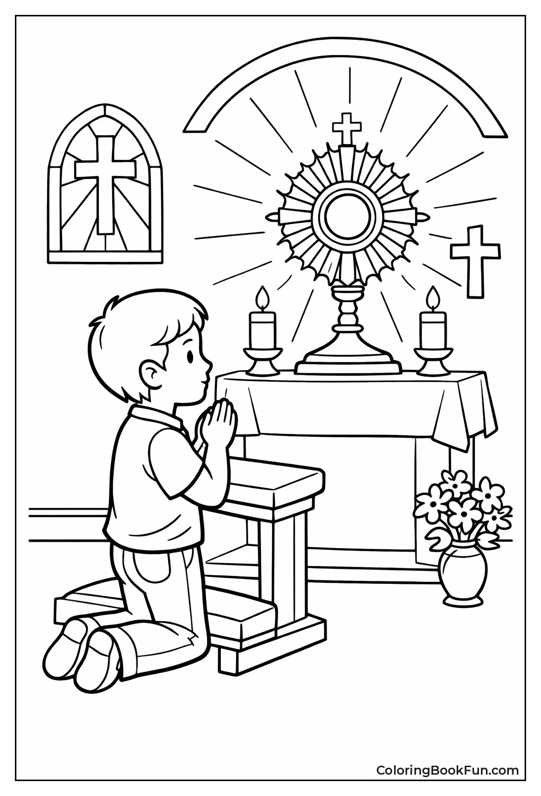 Child Kneels Before Monstrance