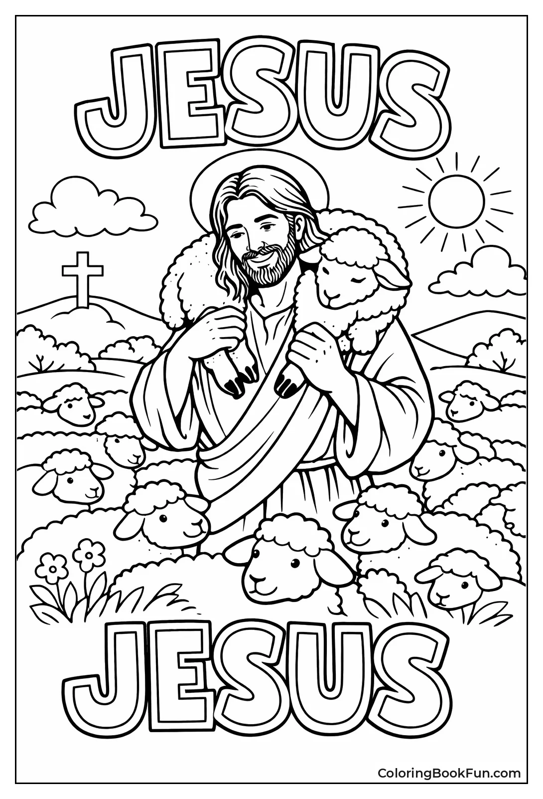 Jesus Carries Lost Sheep
