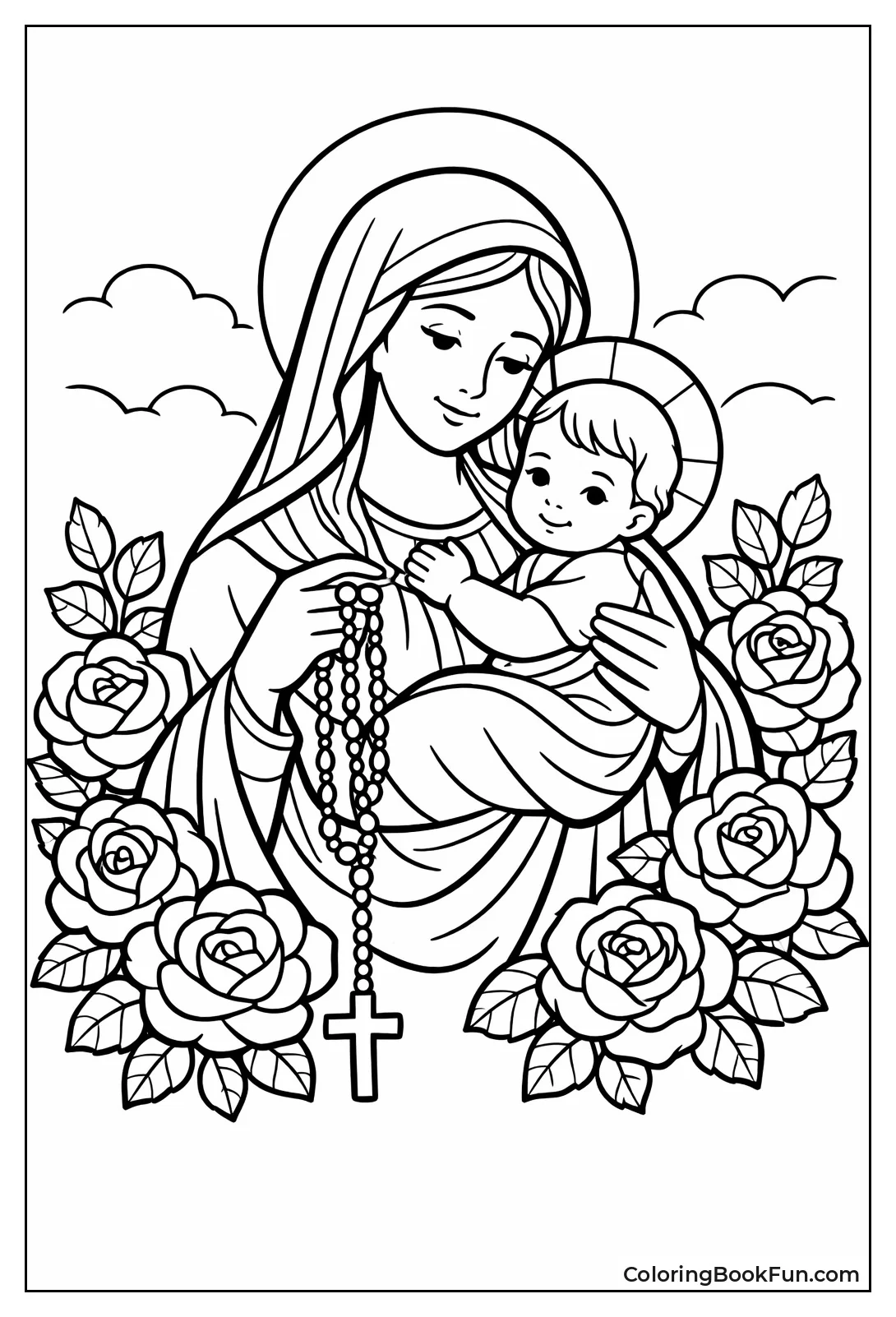 Mary Holds Rosary Baby