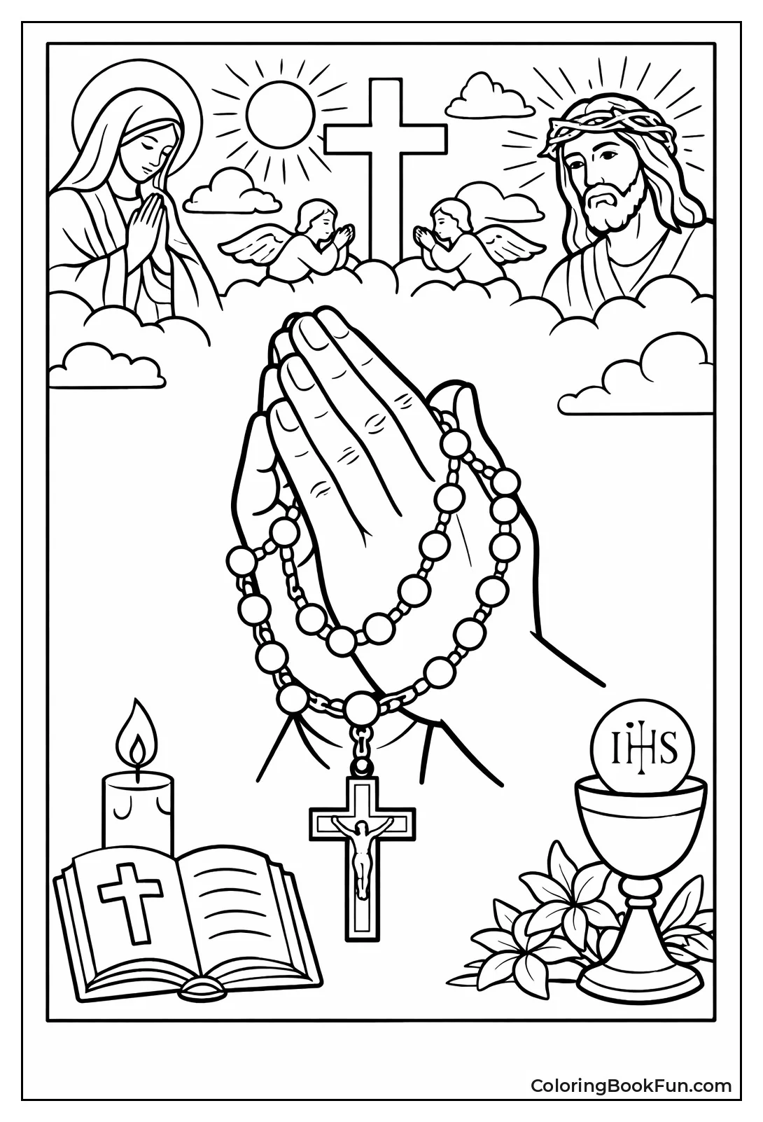 Praying Hands with Rosary
