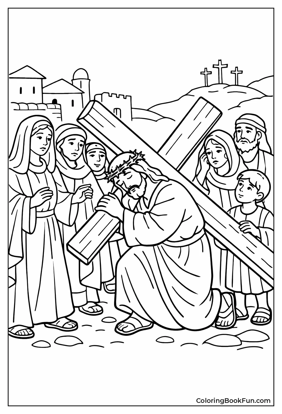 Jesus Carries Heavy Cross