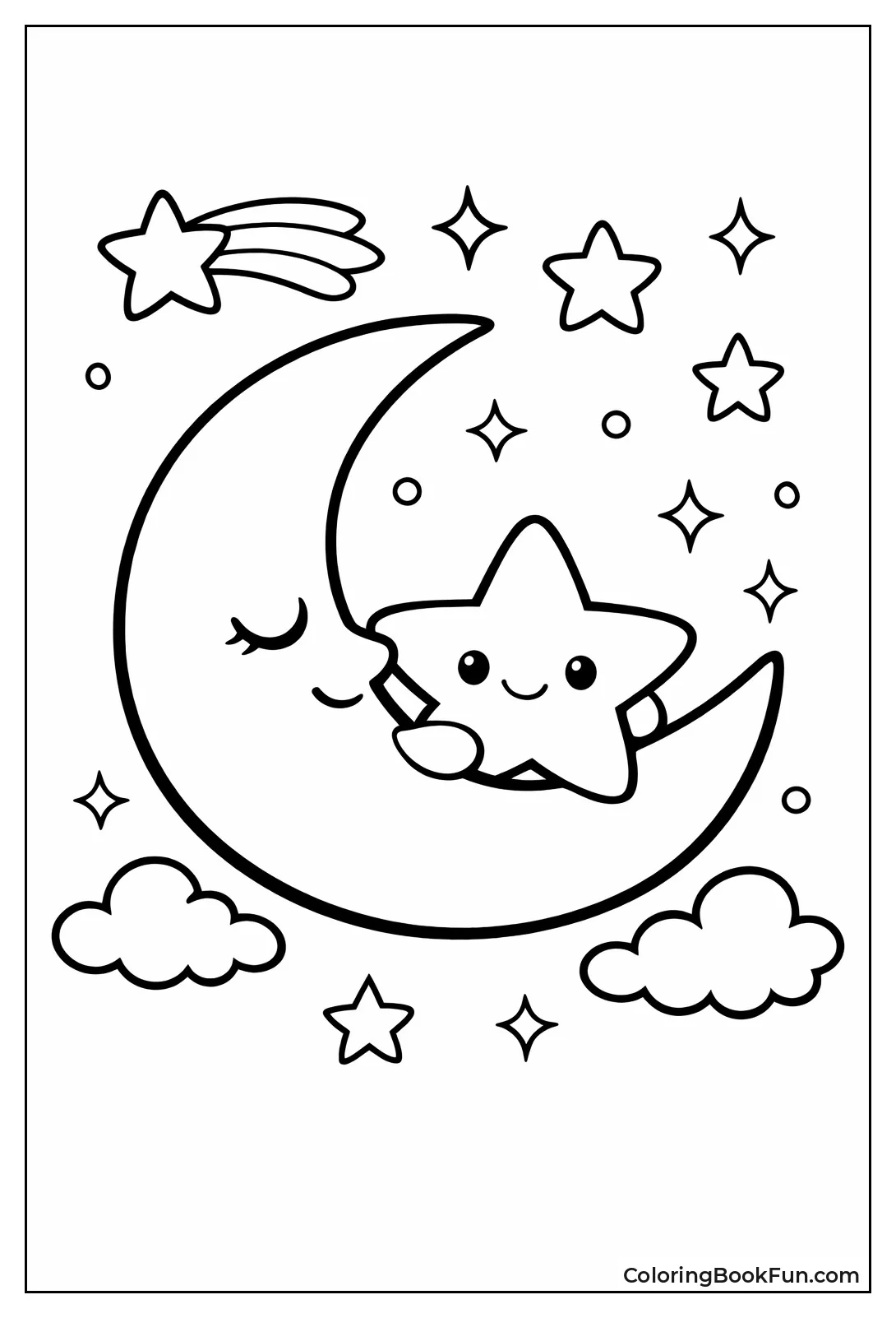 Moon Cradling Twinkling Star