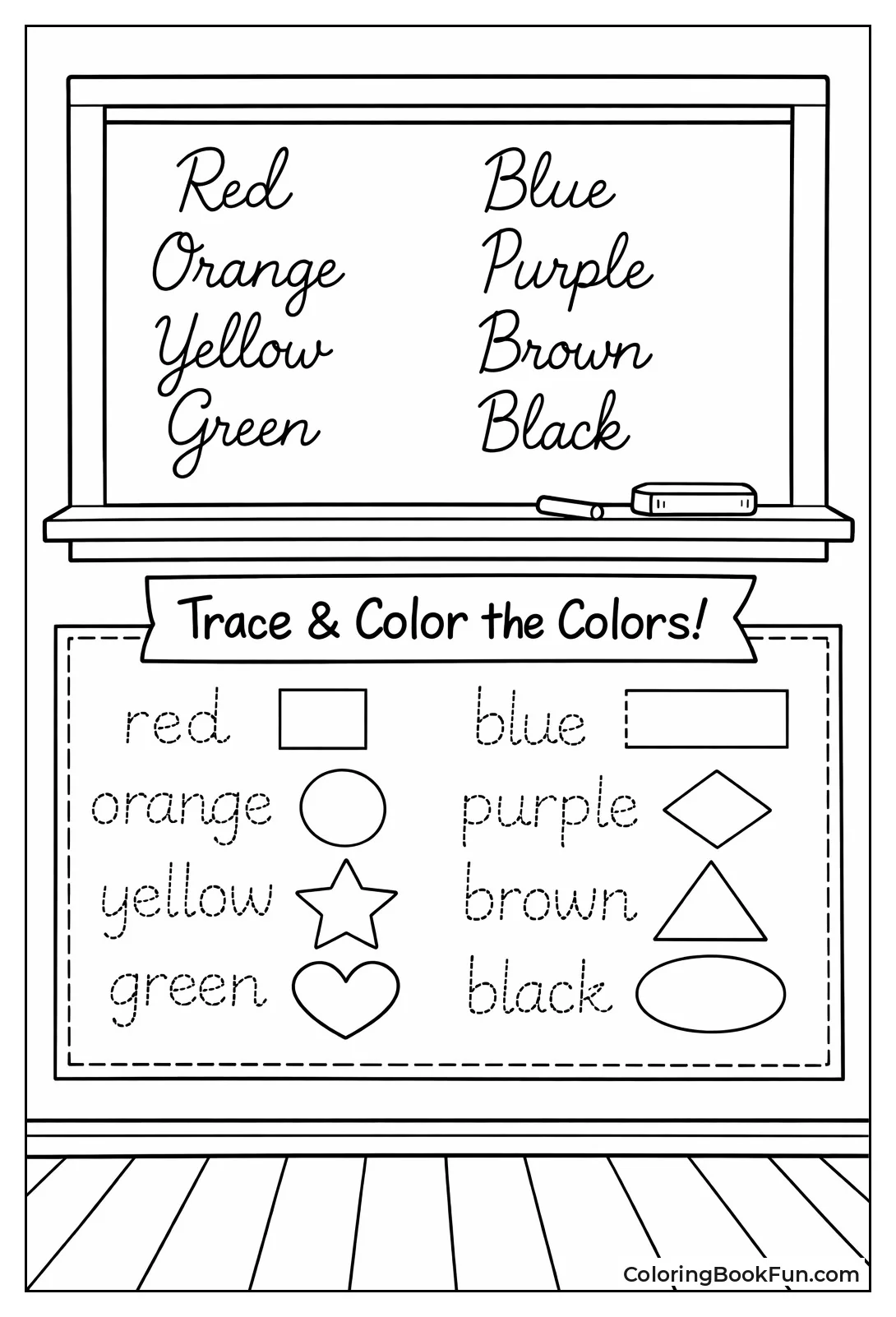 Chalkboard Tracing Color Words