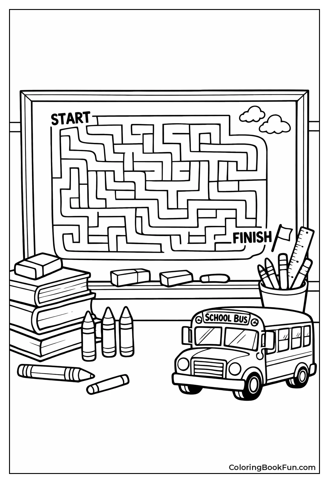Chalkboard School Supplies Maze