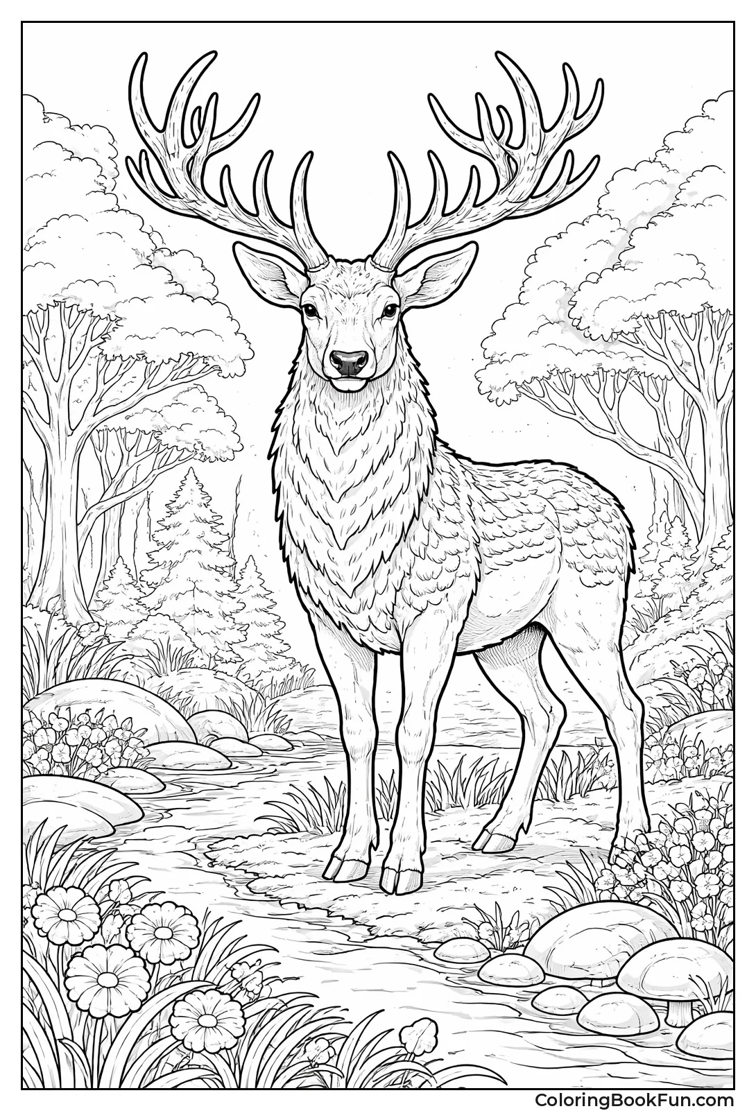 Intricate Antler Deer Design